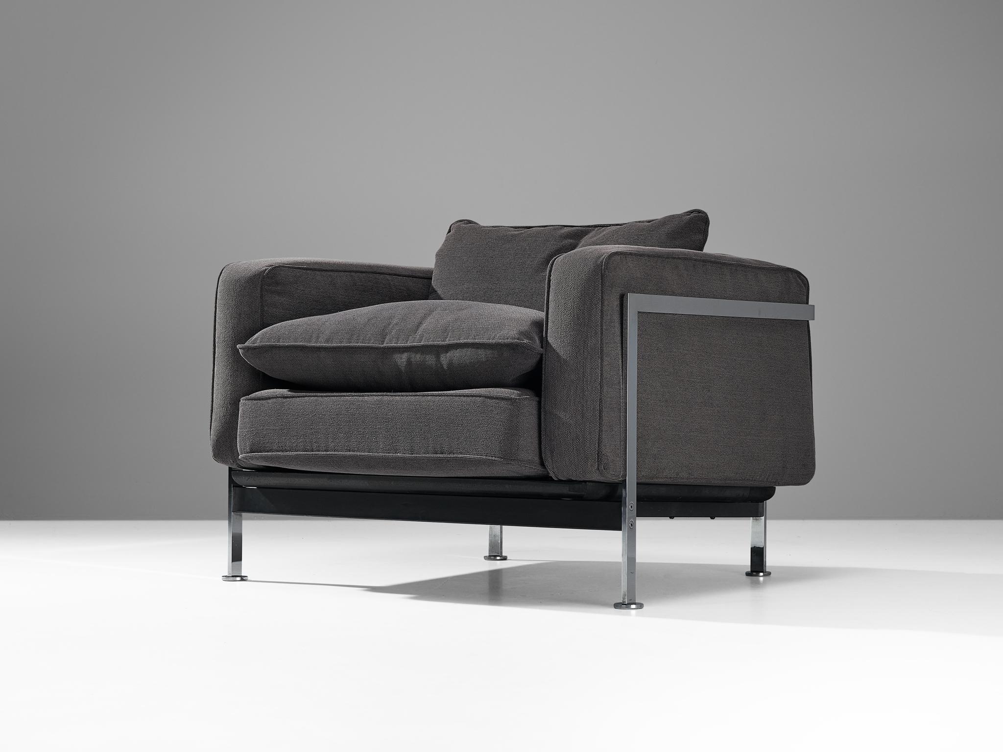 Robert Haussmann & Haussmann per De Sede Lounge Chair in tessuto grigio e acciaio In condizioni buone in vendita a Waalwijk, NL