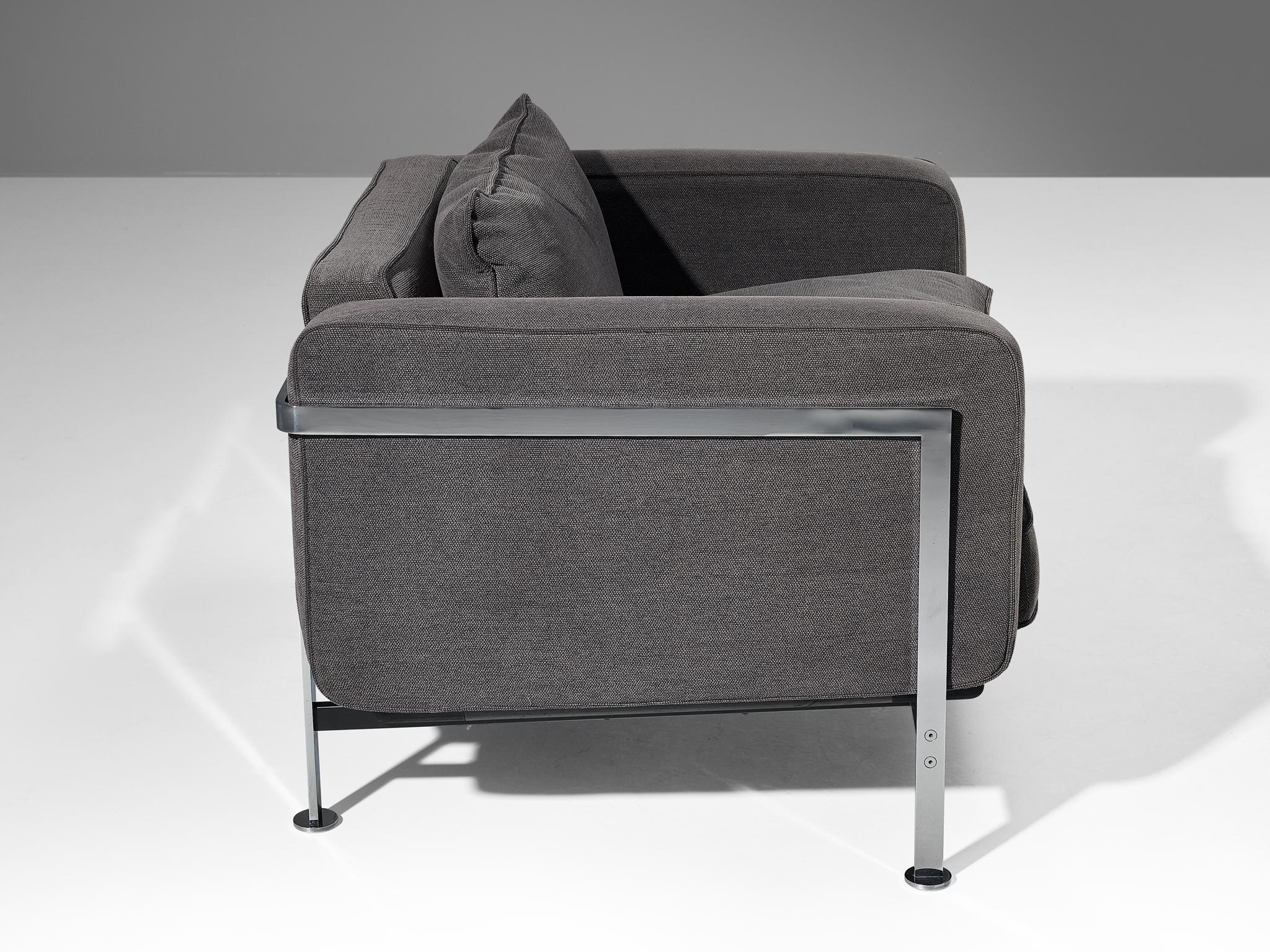 Acciaio Robert Haussmann & Haussmann per De Sede Lounge Chair in tessuto grigio e acciaio in vendita