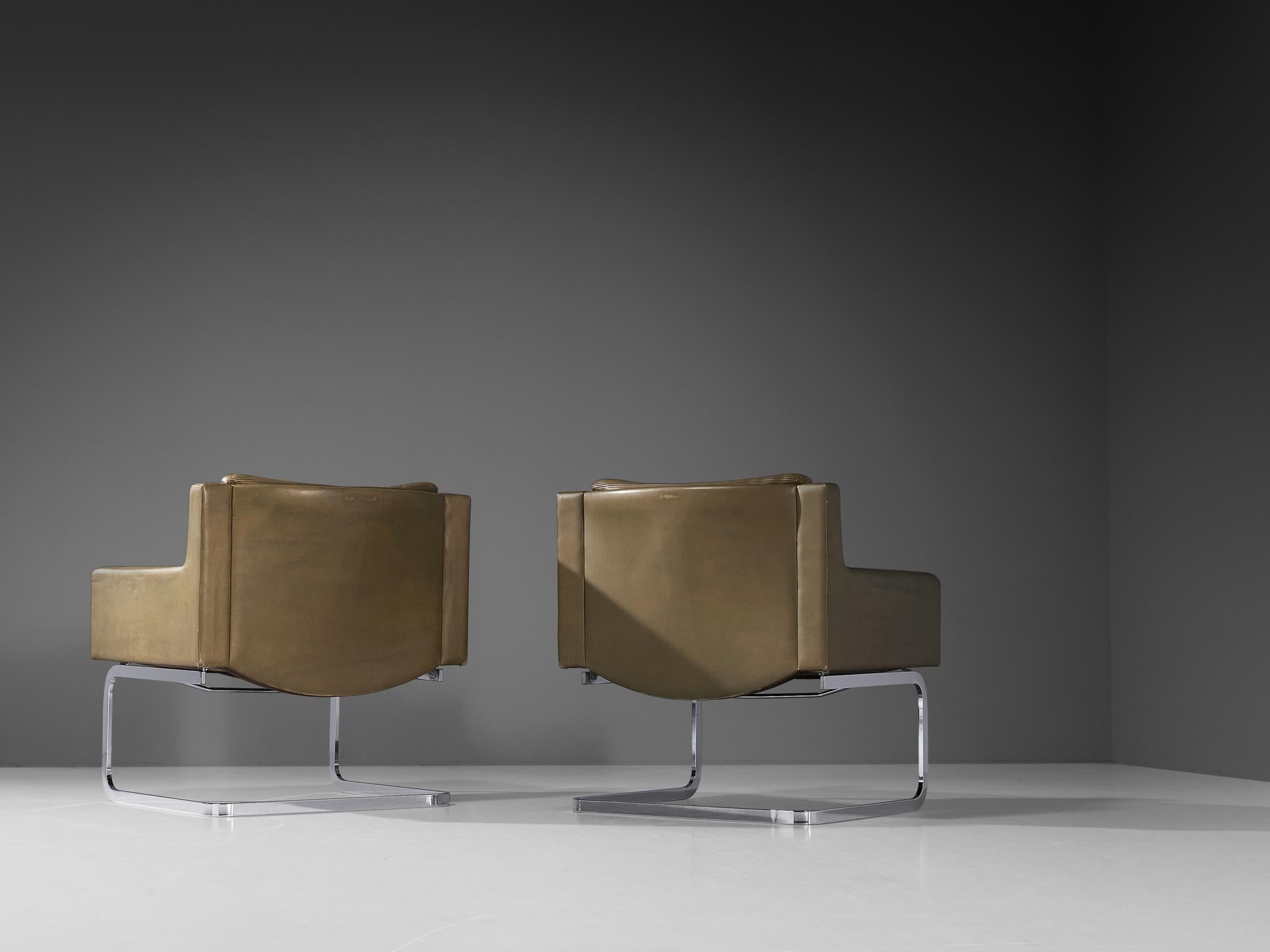 Robert Haussmann for De Sede Pair of 'DS-201' Armchairs in Leather In Good Condition In Waalwijk, NL