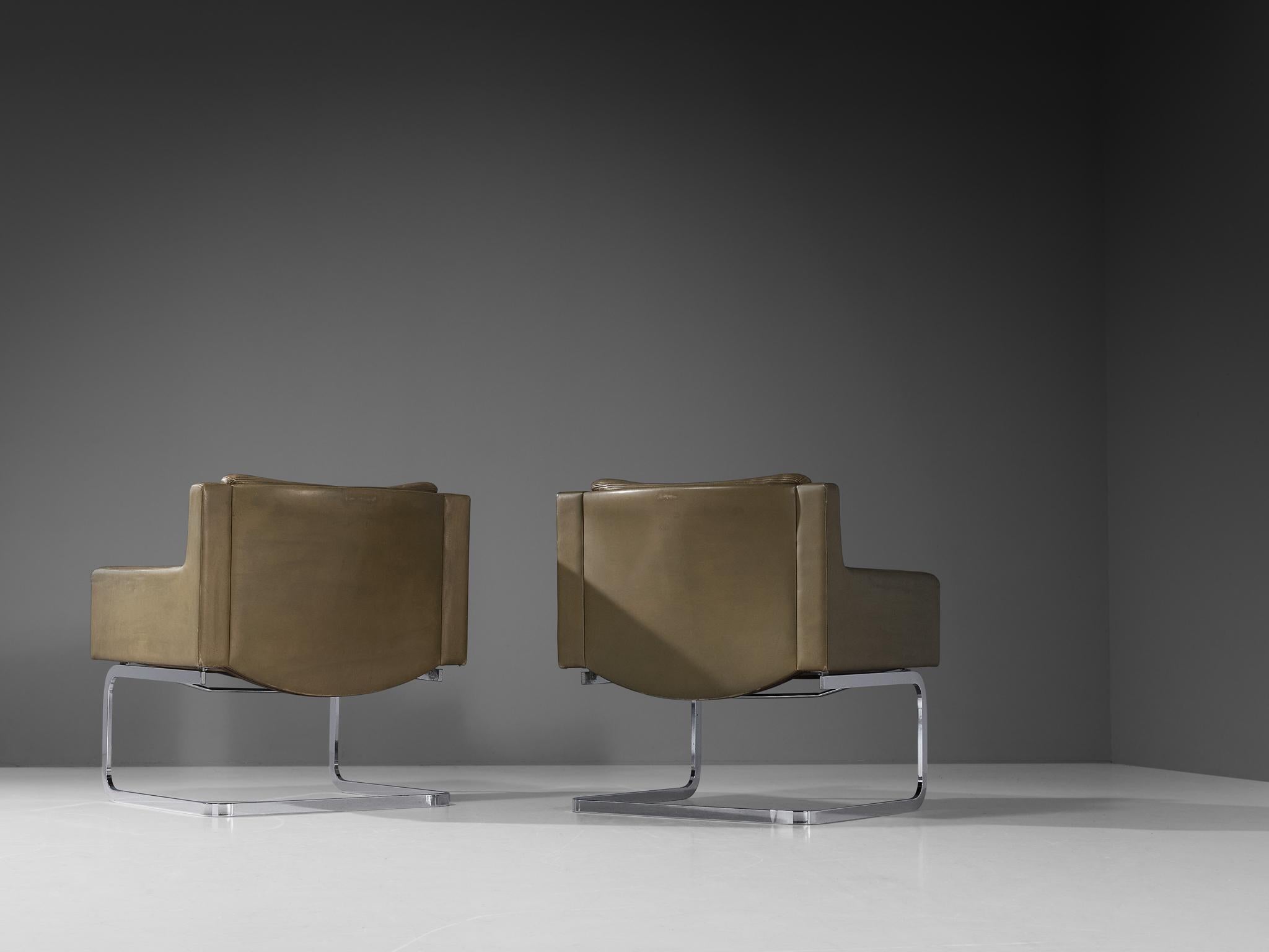 Robert Haussmann for De Sede Pair of 'DS-201' Armchairs in Leather  In Good Condition For Sale In Waalwijk, NL