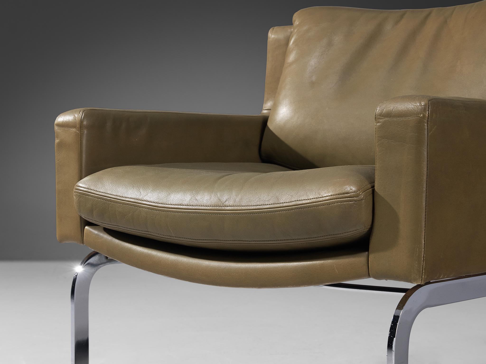 Mid-20th Century Robert Haussmann for De Sede Pair of 'DS-201' Armchairs in Leather