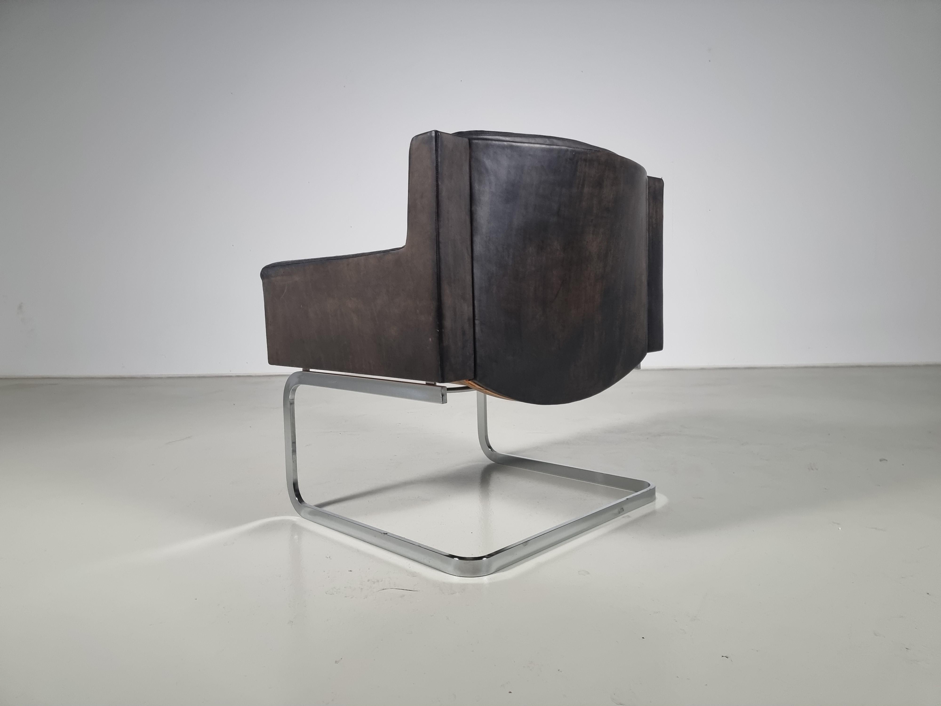 Robert Haussmann para De Sede, Pareja de sillas de cuero Modelo 'DS-201', Años 70 7
