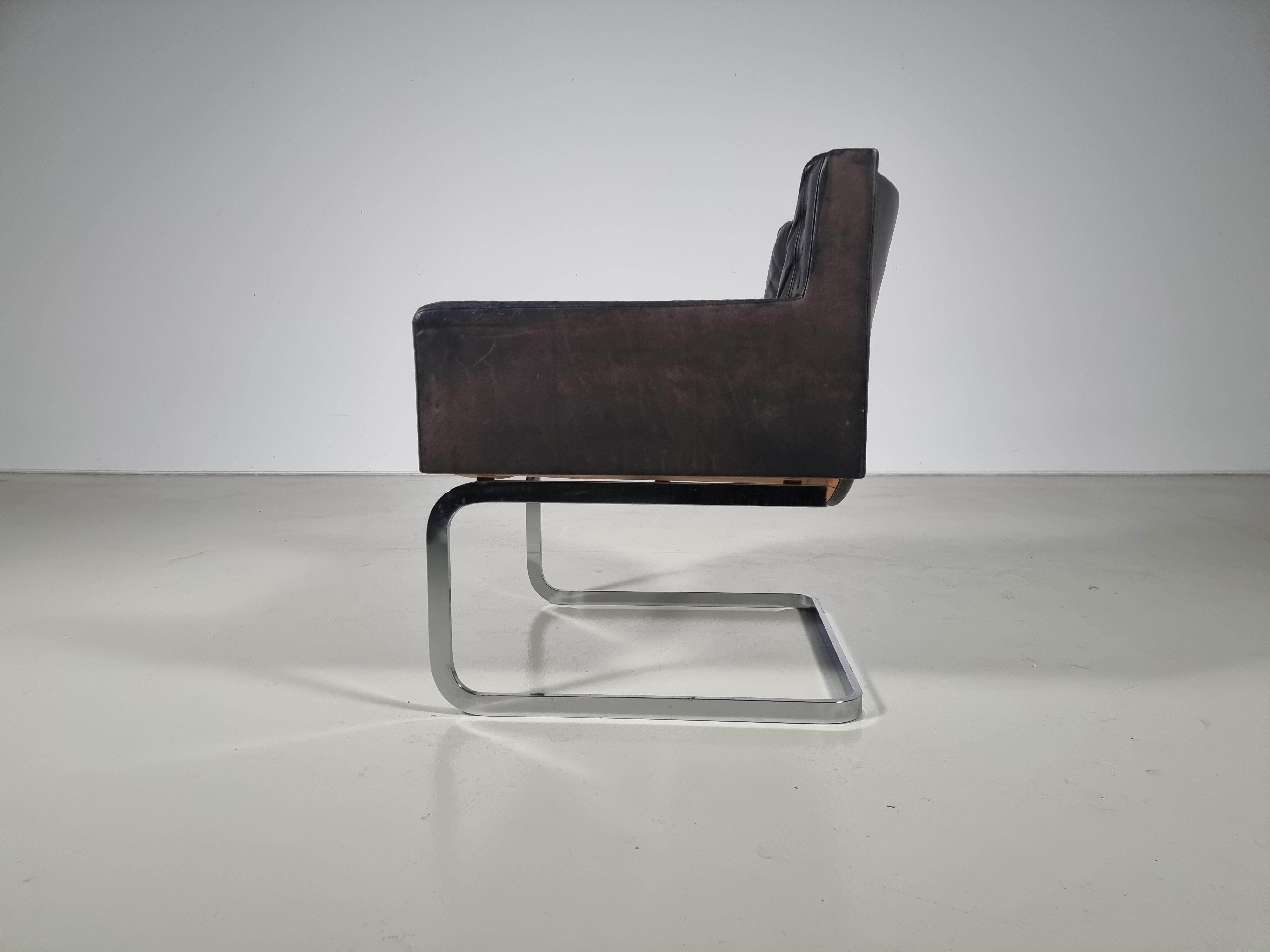 Robert Haussmann para De Sede, Pareja de sillas de cuero Modelo 'DS-201', Años 70 8