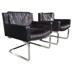 Robert Haussmann for De Sede, Pair of Leather Chairs Model 'DS-201', 1970s