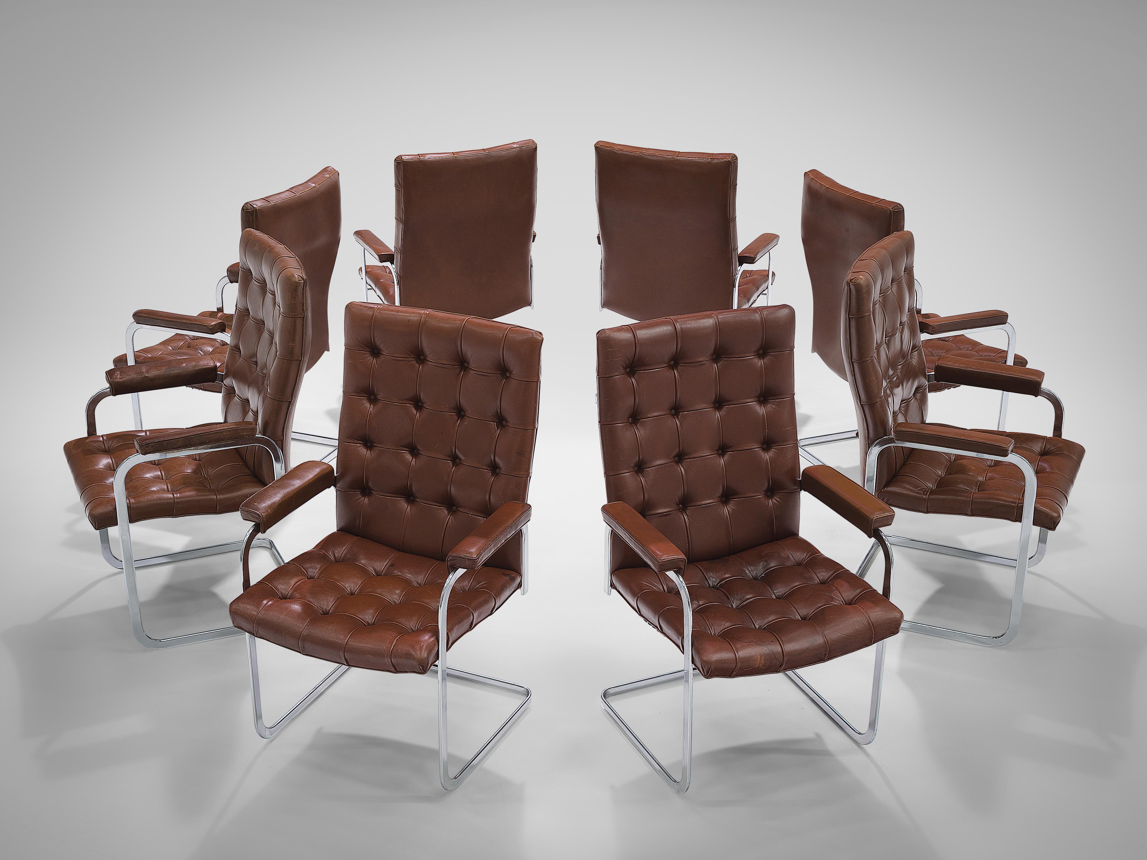 Robert Haussmann for De Sede Armchairs 'RH-304' in Brown Leather In Good Condition In Waalwijk, NL