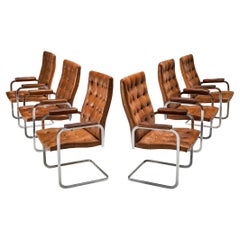 Robert Haussmann for De Sede Set of Six Armchairs in Cognac Leather