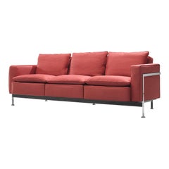 Vintage Robert Haussmann for De Sede Sofa in Red Fabric Upholstery