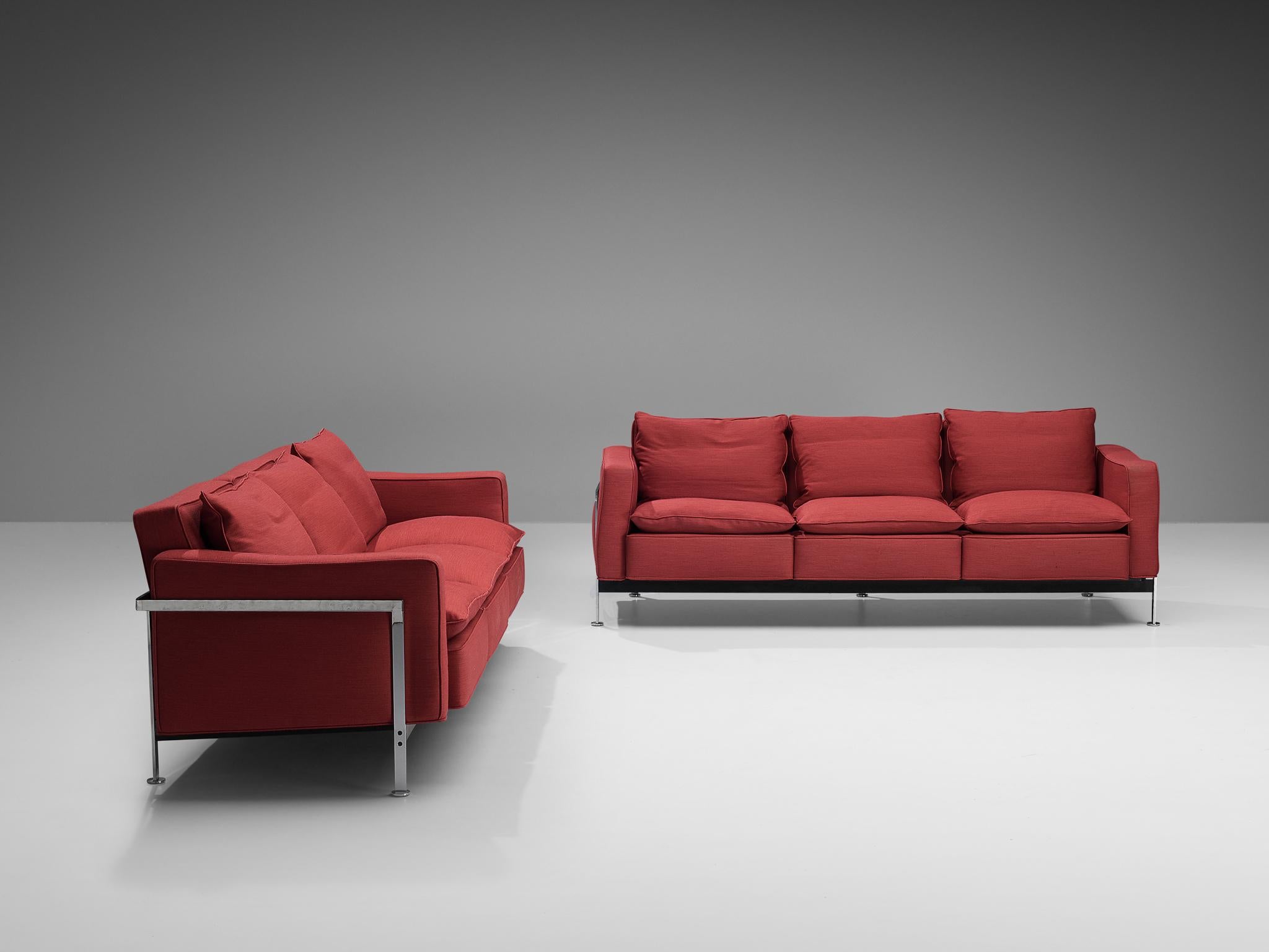 Mid-Century Modern Robert Haussmann for De Sede Sofas in Red Upholstery For Sale