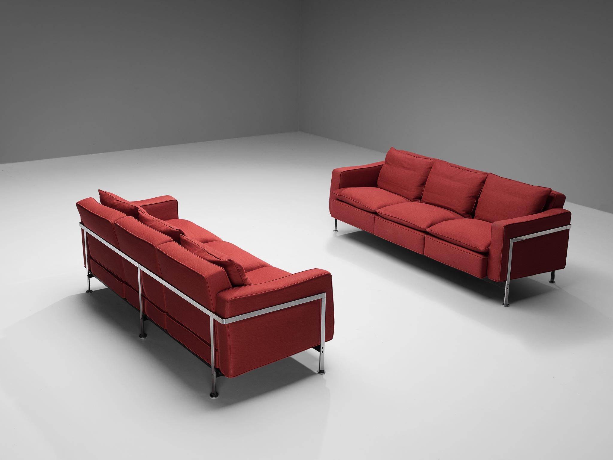 Swiss Robert Haussmann for De Sede Sofas in Red Upholstery For Sale