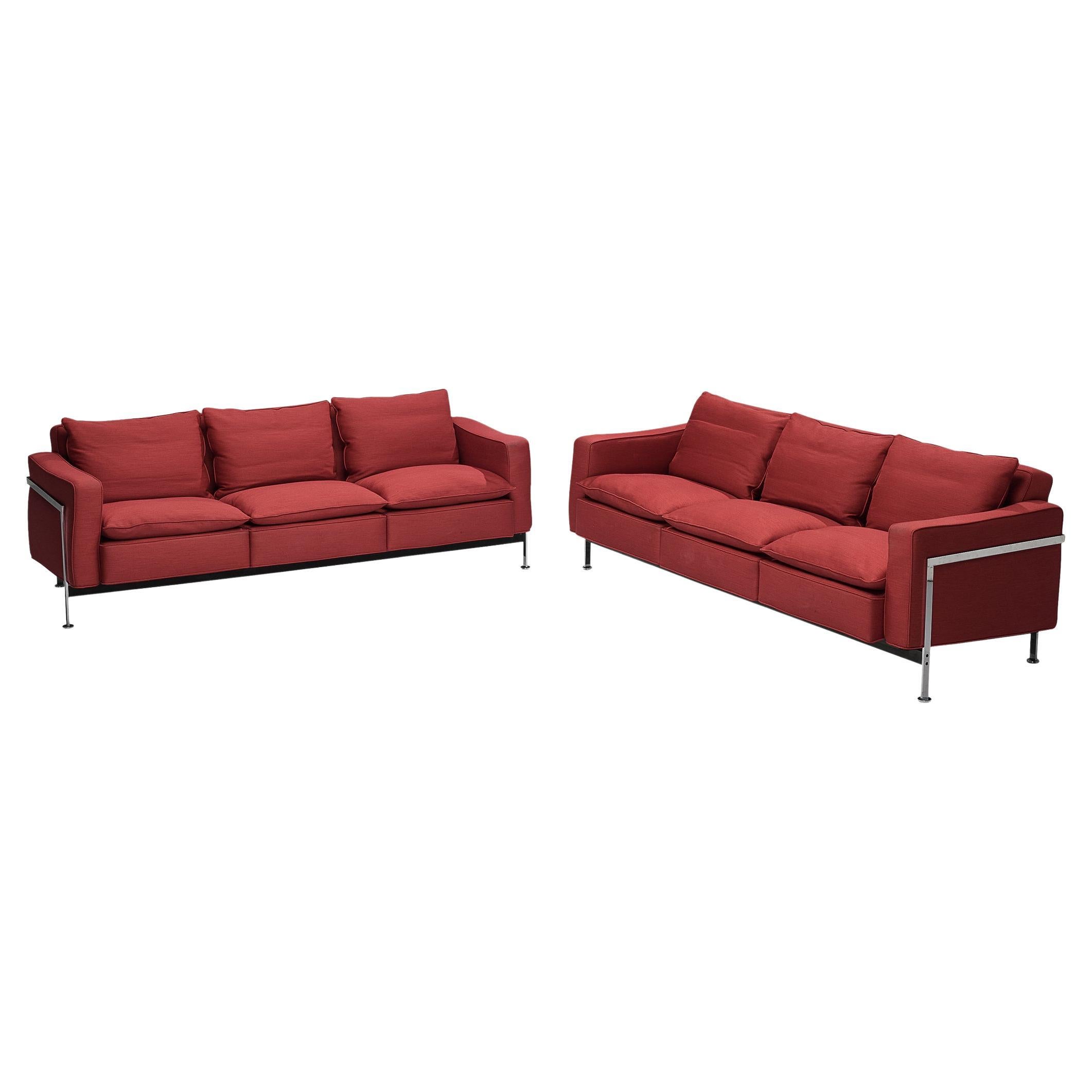 Robert Haussmann for De Sede Sofas in Red Upholstery For Sale