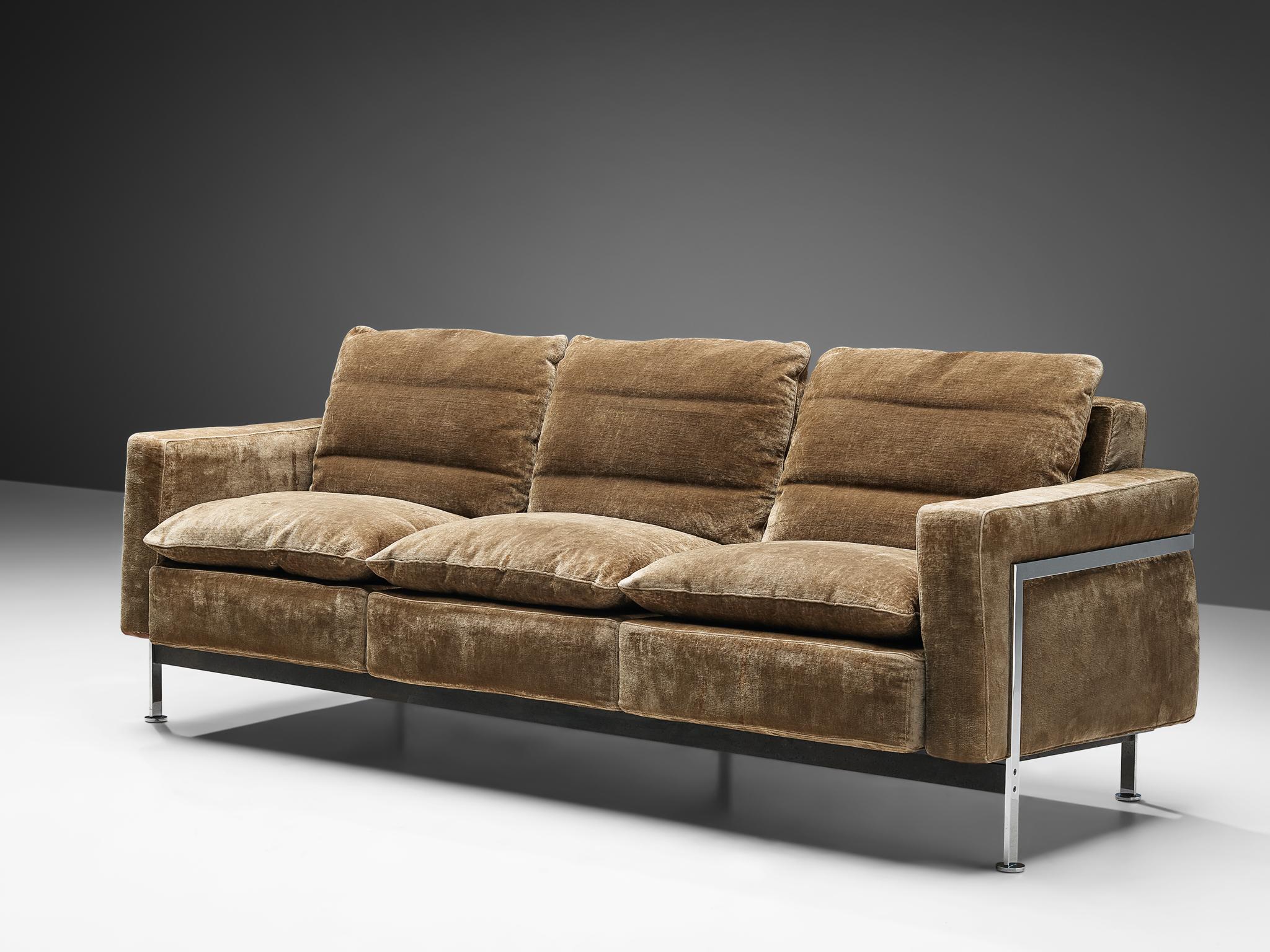 light brown velvet sofa