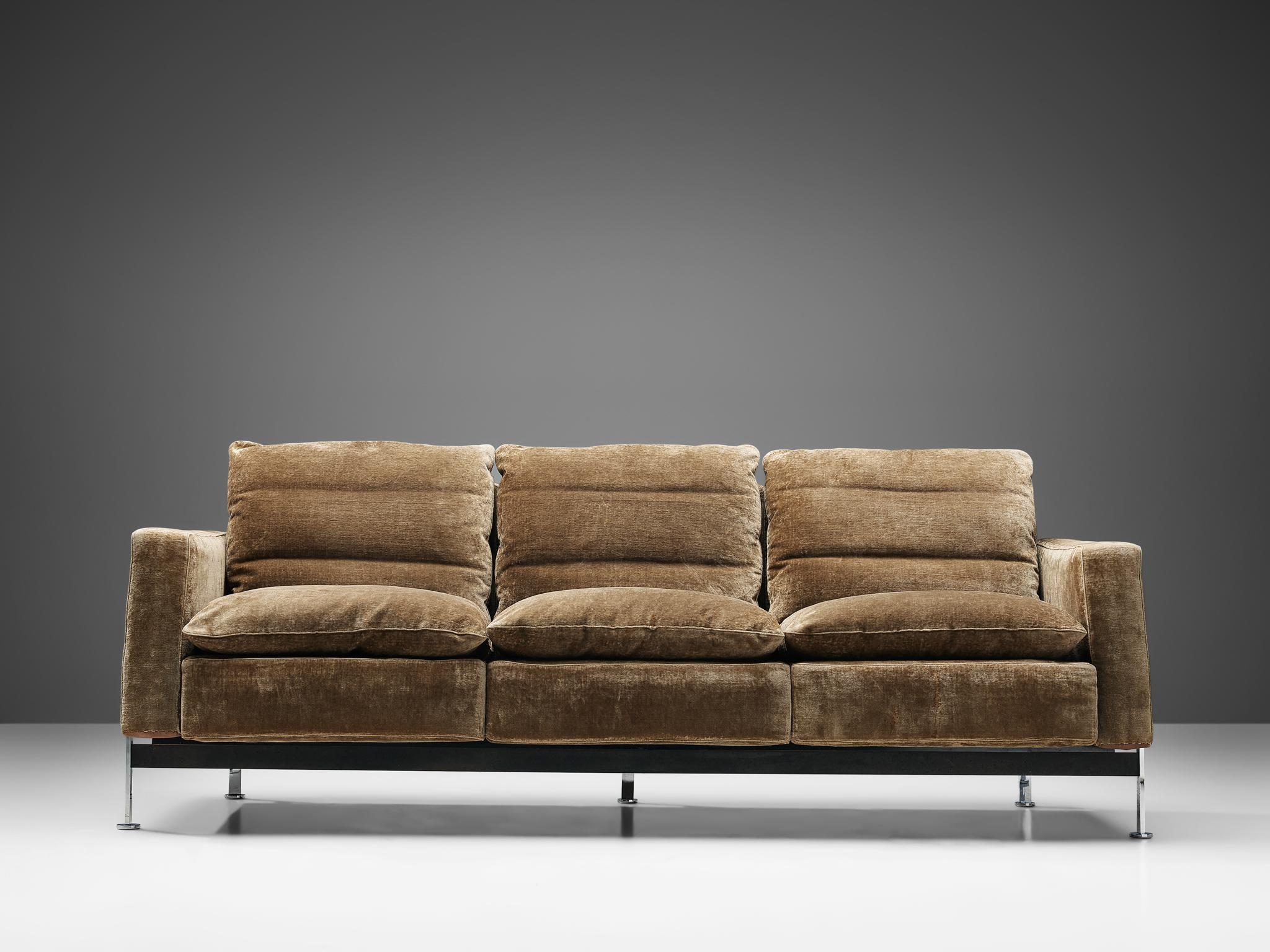 light brown velvet couch