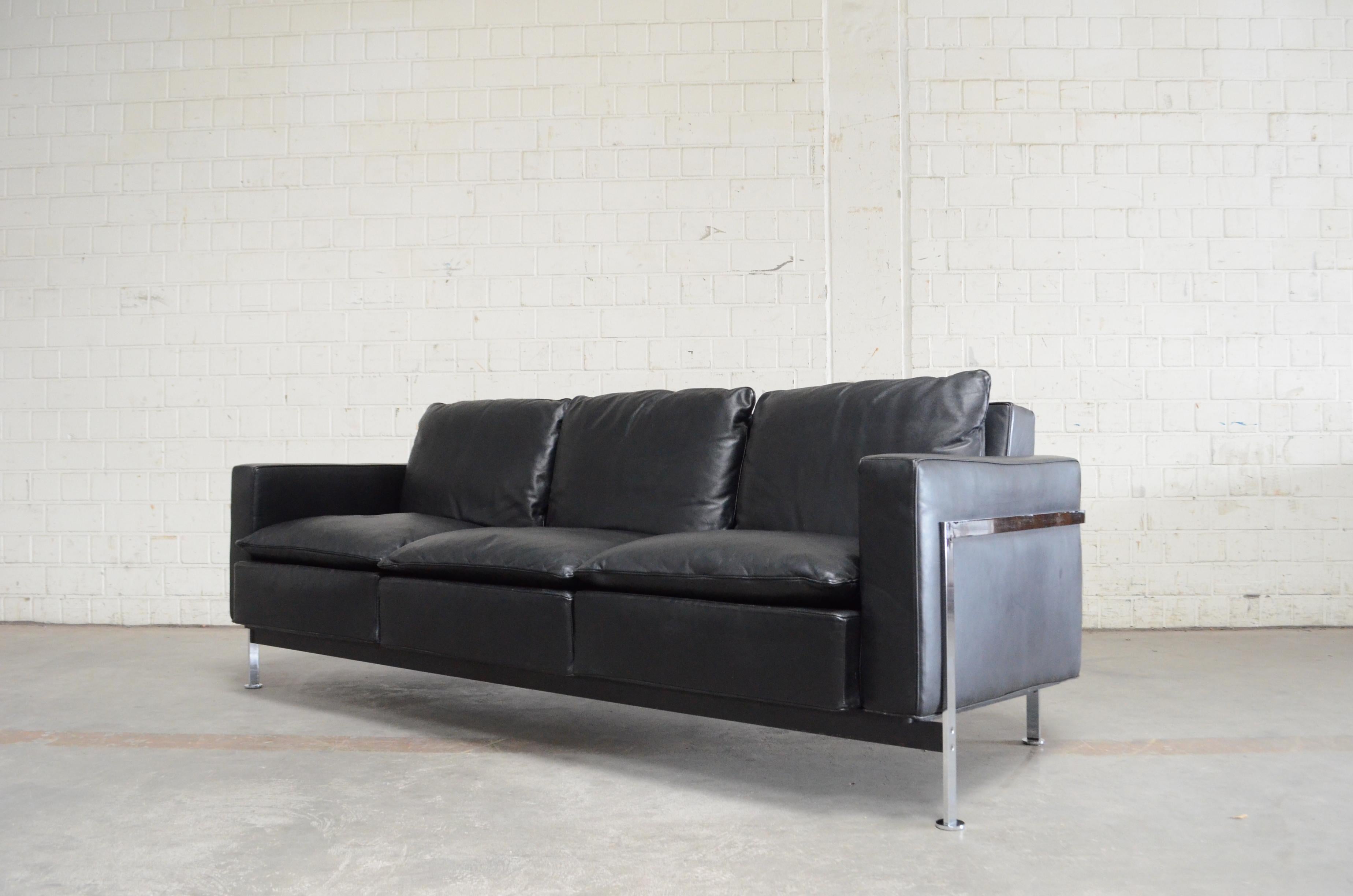 Robert Haussmann for Hans Kaufeld or De Sede RH 302 Leather Sofa First Edition For Sale 2