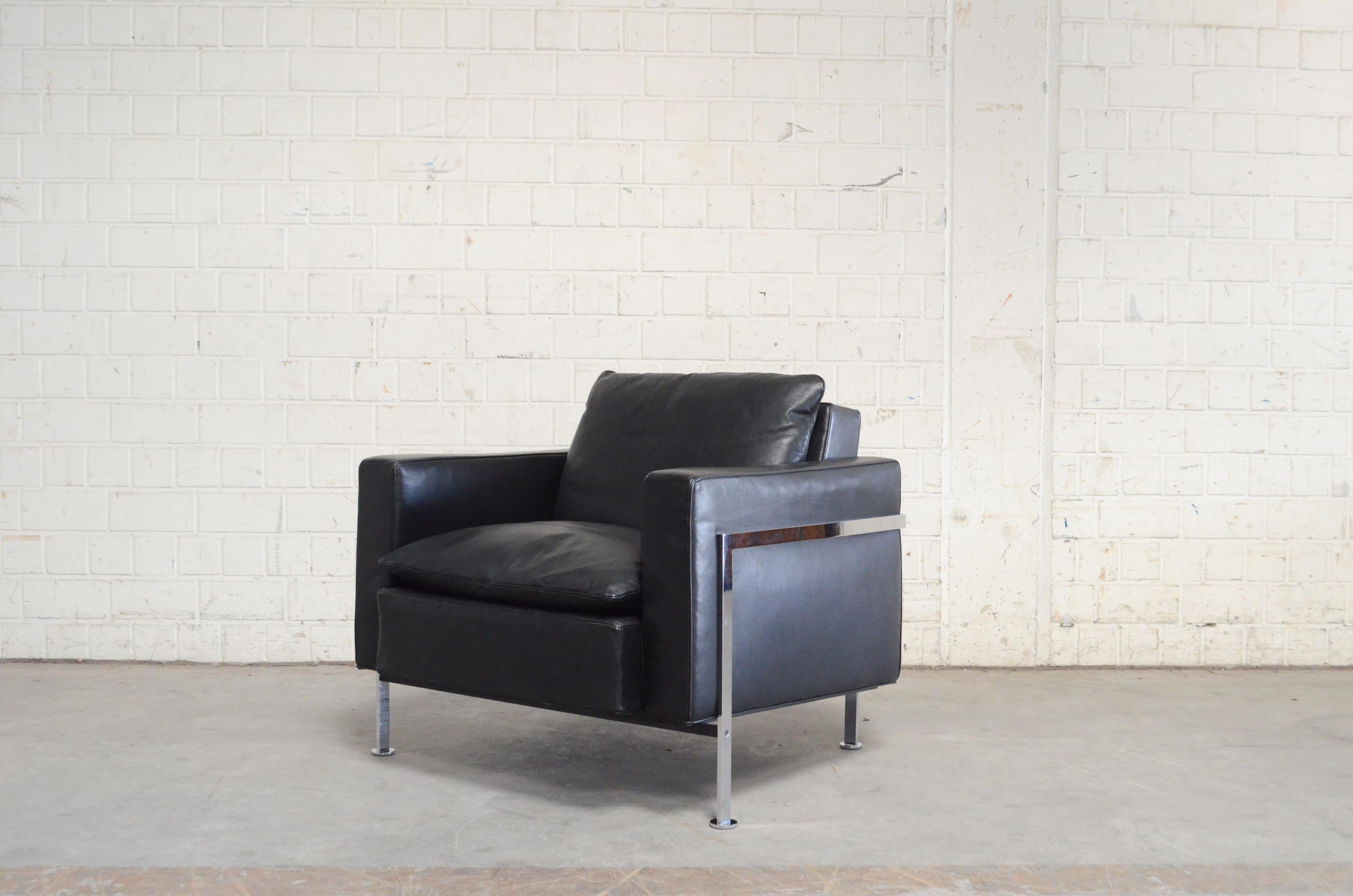 Robert Haussmann Hans Kaufeld or De Sede Rh 302 Leather Armchair First Edition For Sale 4