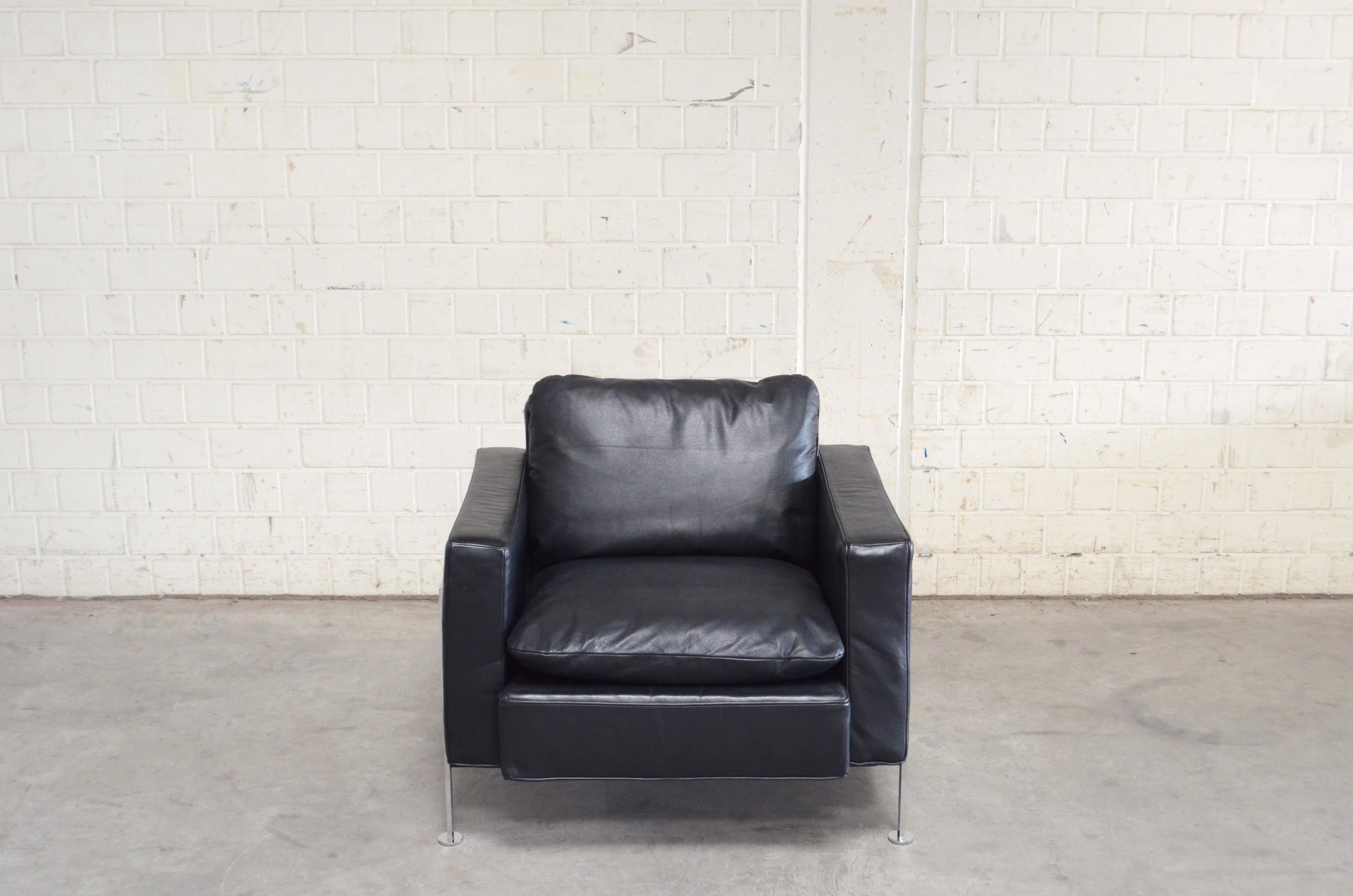 German Robert Haussmann Hans Kaufeld / De Sede RH 302 Leather Armchair First Edition For Sale