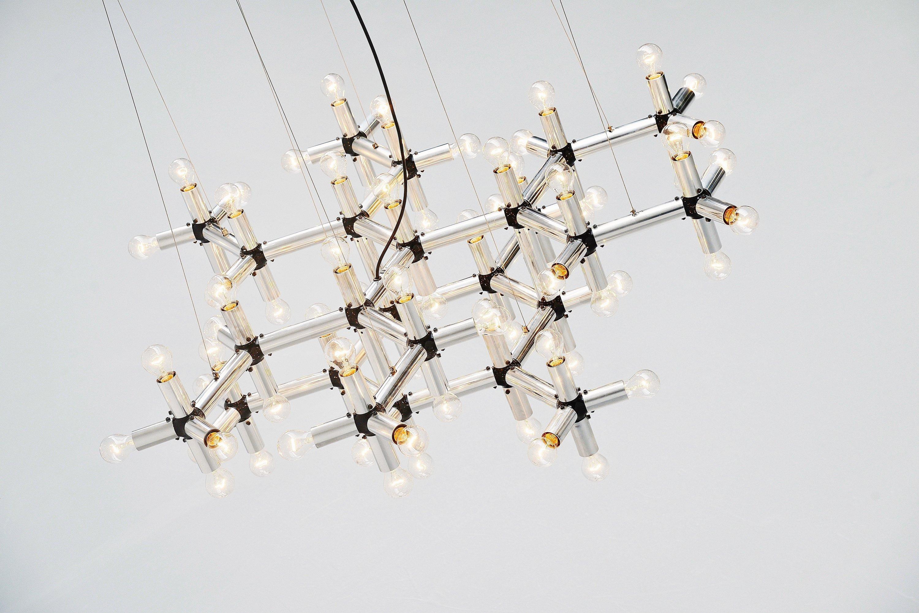 Robert Haussmann Lichtstruktur Chandelier Swiss Lamp, 1969 In Good Condition In Roosendaal, Noord Brabant