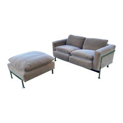 Robert Haussmann Mohair Loveseat and Ottoman for Stendig
