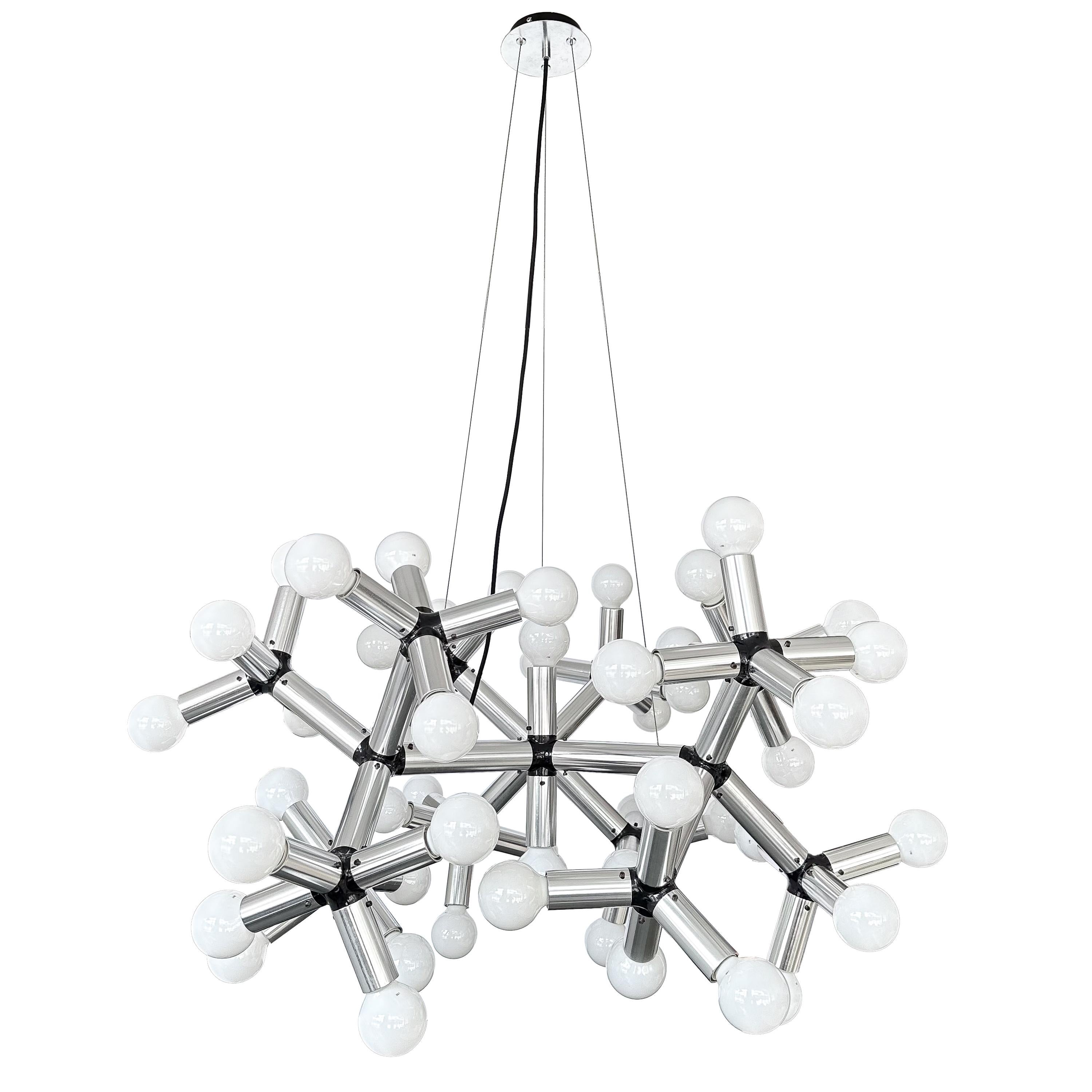 Mid-Century Modern Robert Haussmann Monumental 50 Light Molecule Light Structure Chandelier  For Sale