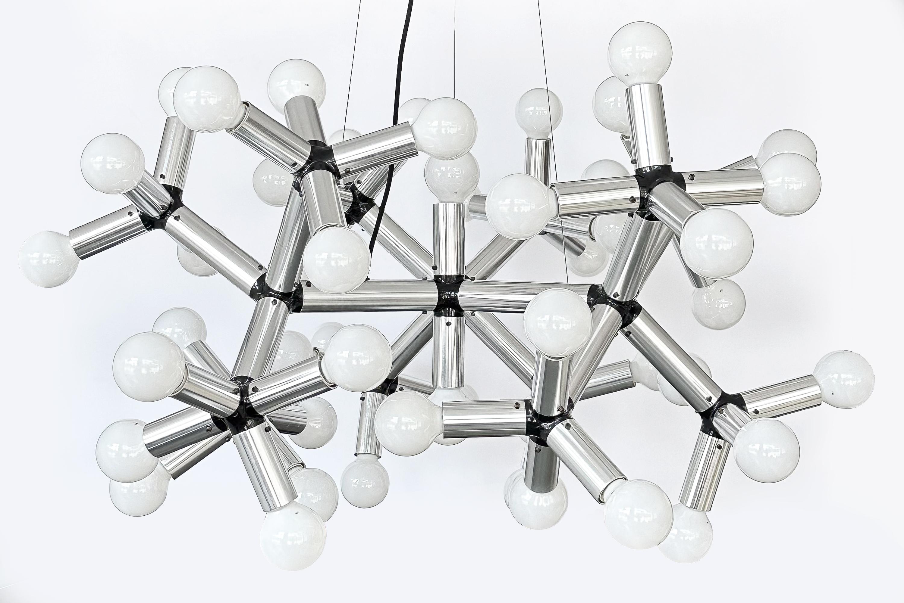 Robert Haussmann Monumental 50 Light Molecule Light Structure Chandelier  In Good Condition For Sale In Chicago, IL