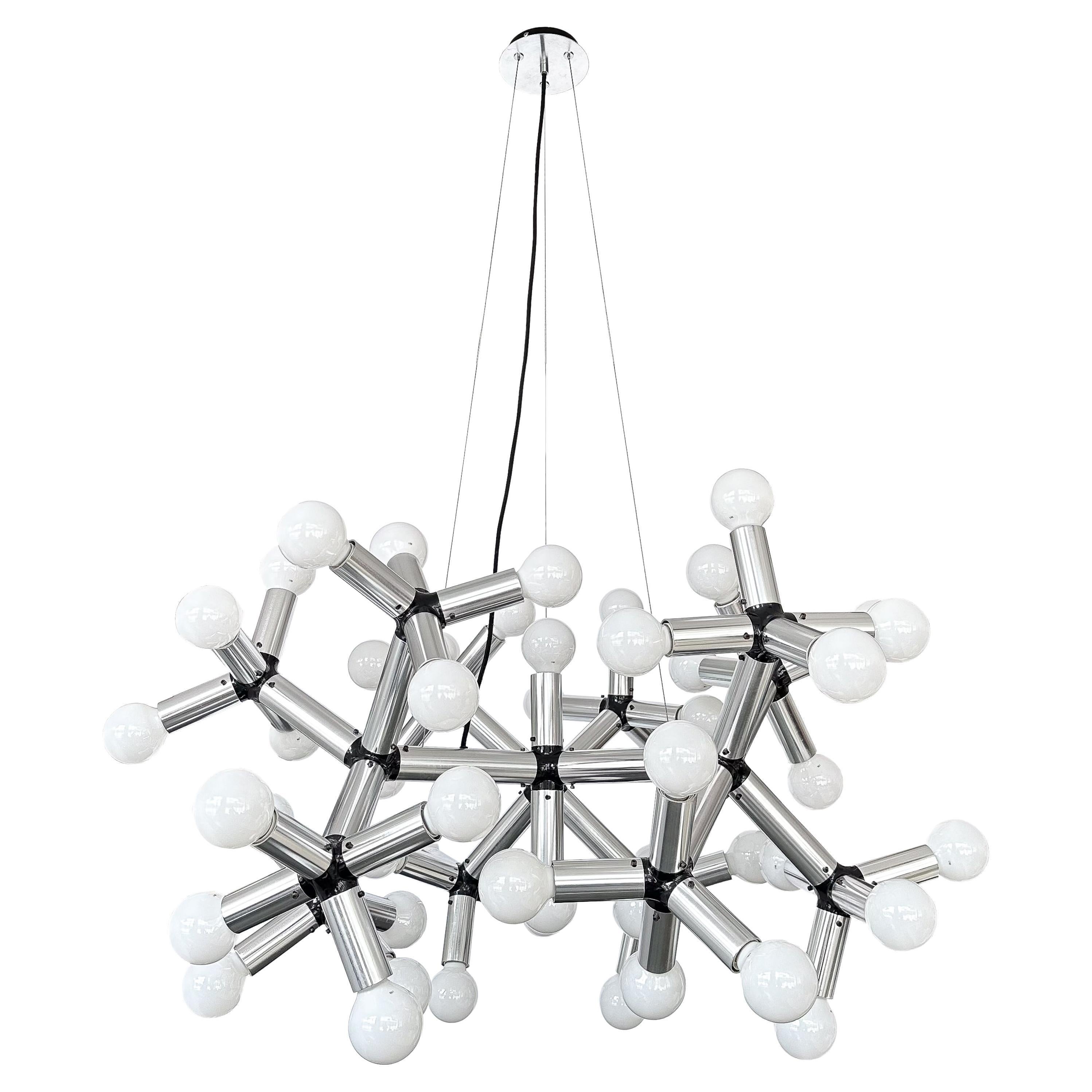 Robert Haussmann Monumental 50 Light Molecule Light Structure Chandelier  For Sale