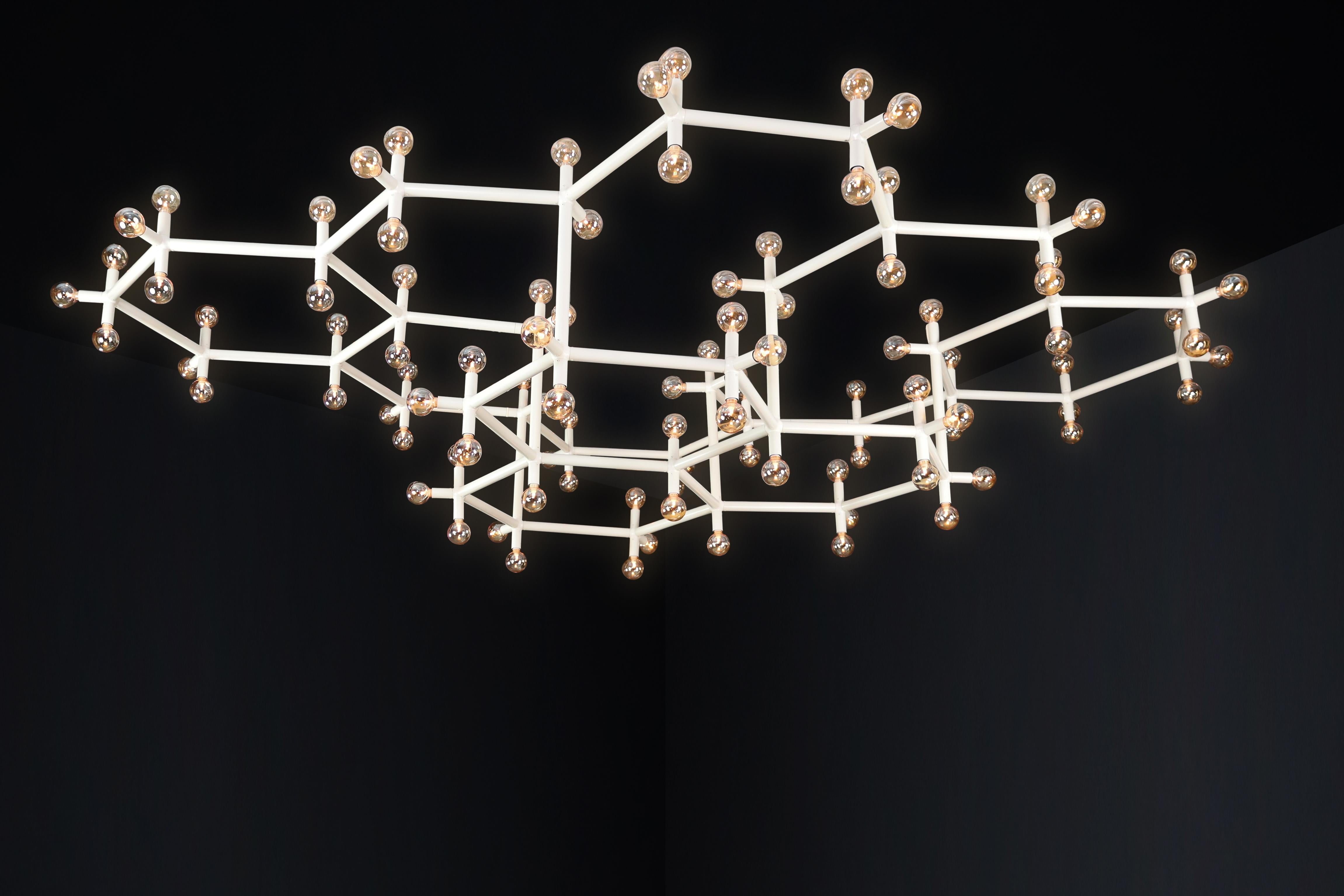 Robert Haussmann Monumental Atomic Suspension Chandelier, Switzerland, 1970s In Good Condition For Sale In Almelo, NL