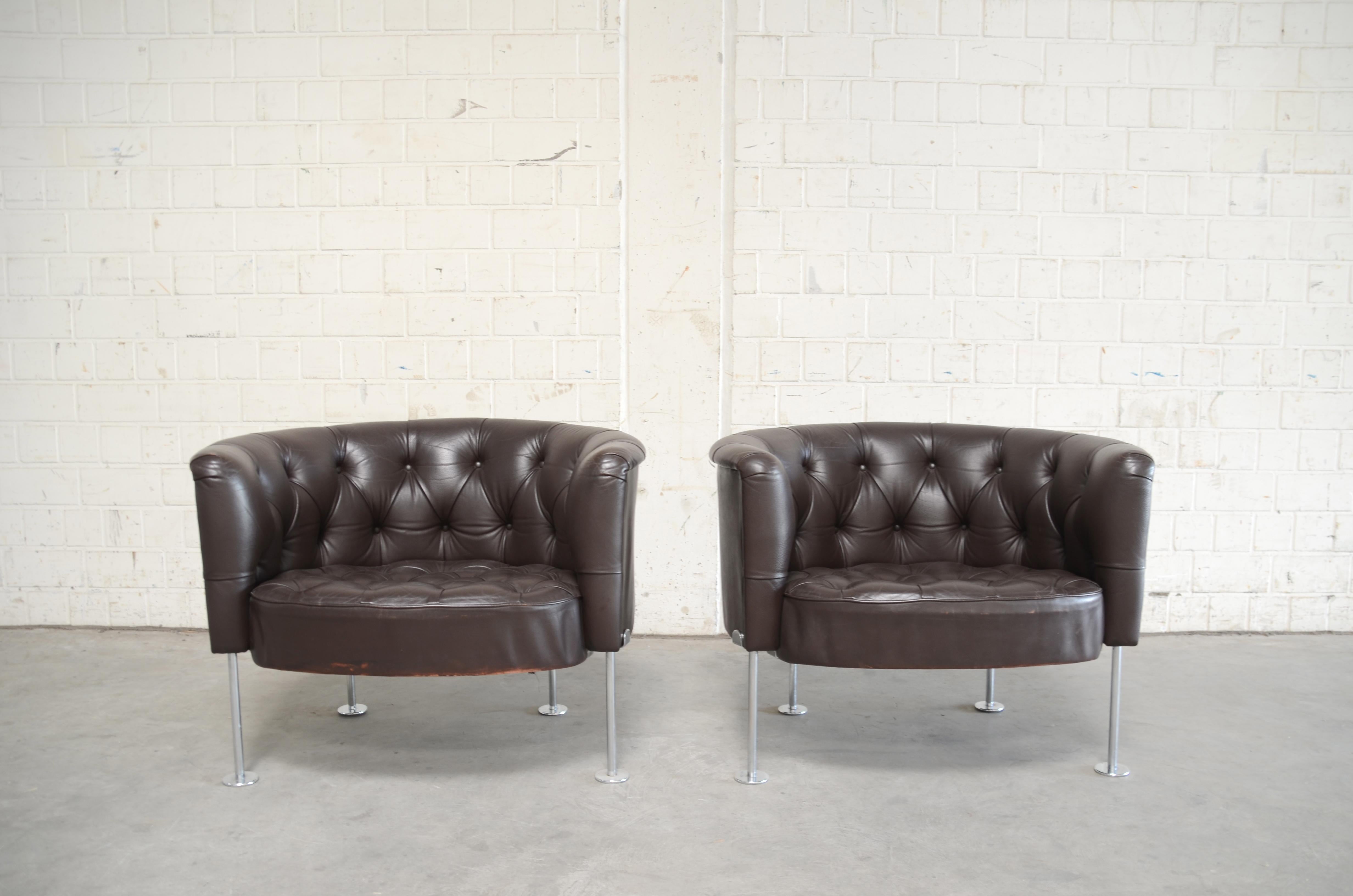 Mid-Century Modern Robert Haussmann RH 310 Armchairs by De Sede For Sale