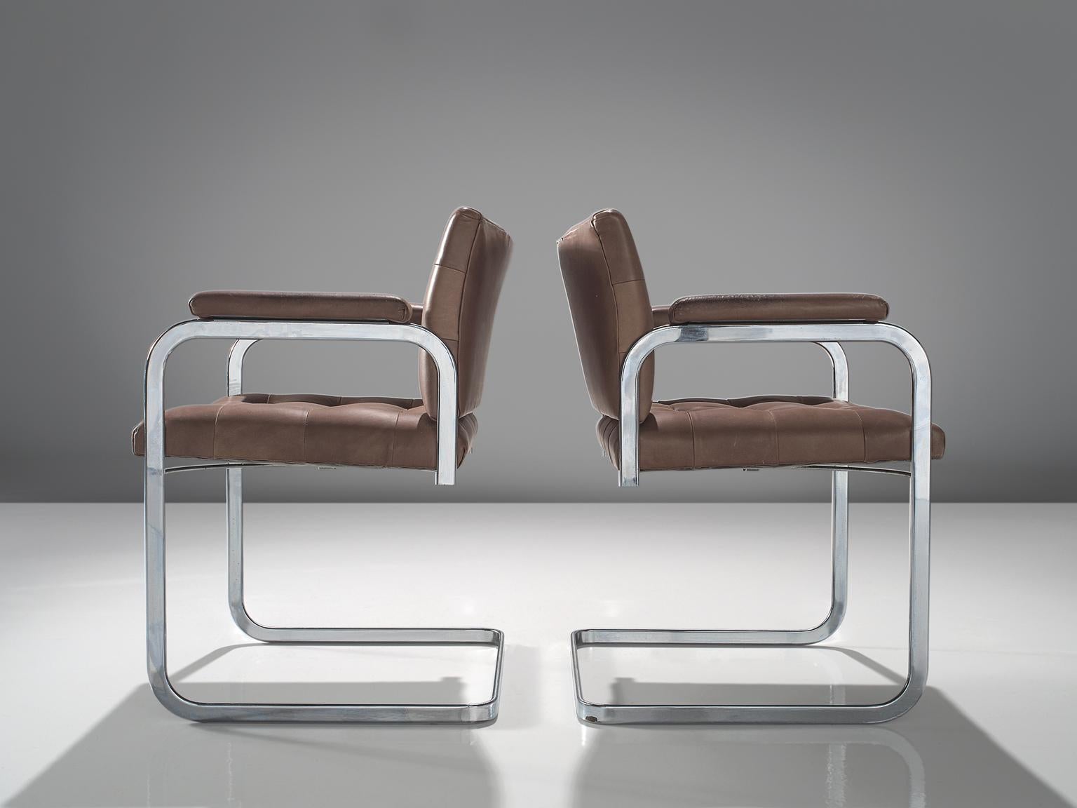 Robert Haussmann Set of Five Leather Armchairs In Good Condition In Waalwijk, NL
