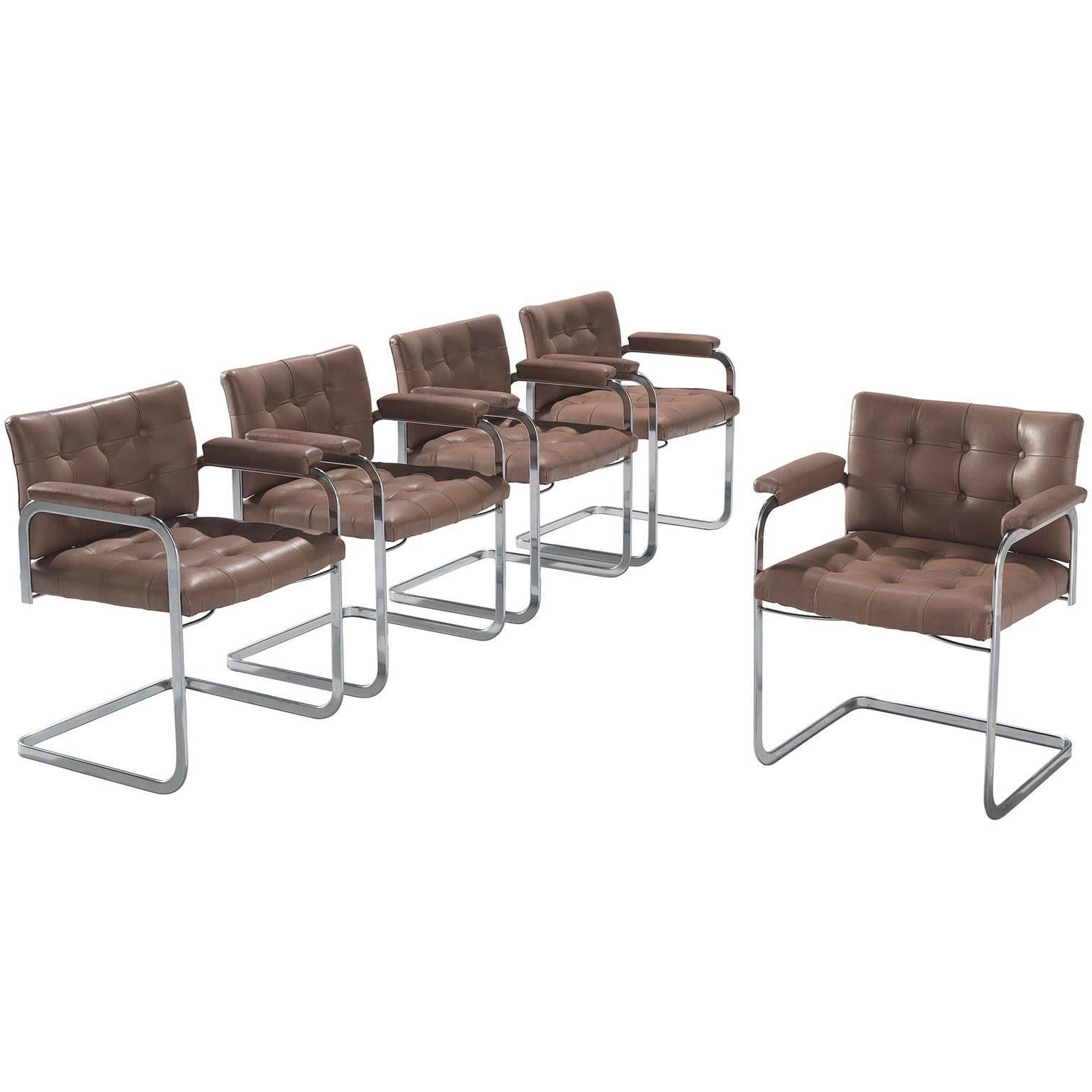 Robert Haussmann Set of Five Leather Armchairs