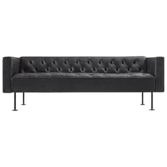 Robert Haussmann getuftetes Sofa aus schwarzem Leder