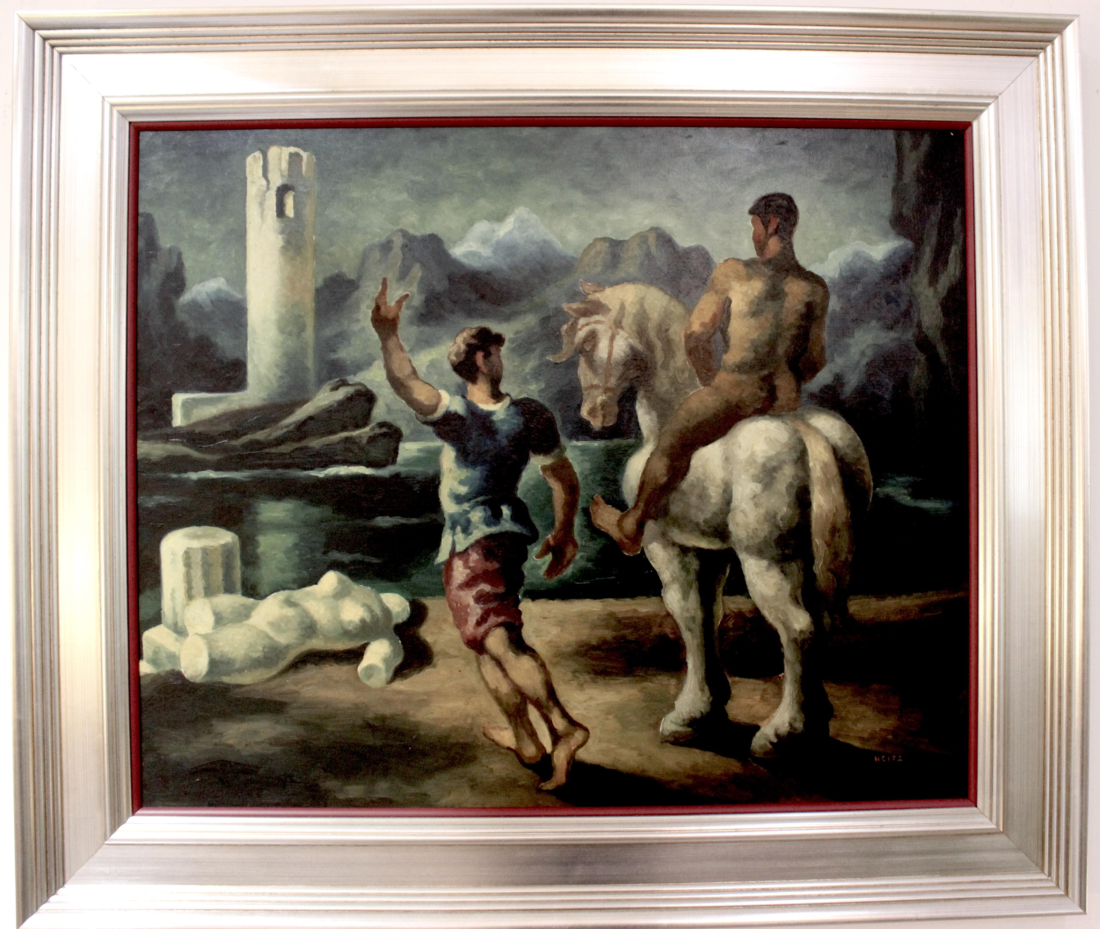 French Robert Heitz Oil Painting Allegorical For Sale