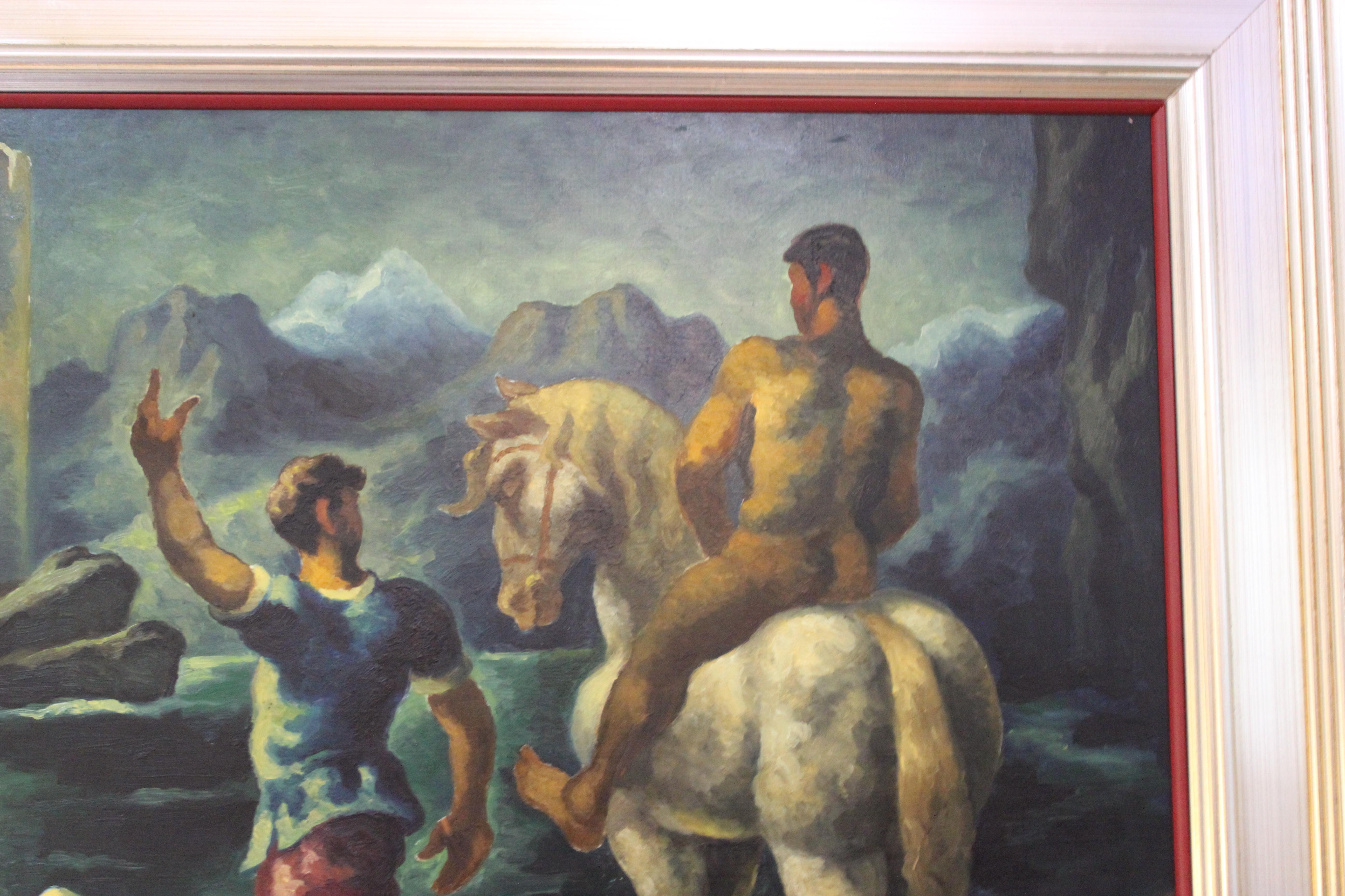 Mid-20th Century Robert Heitz Oil Painting Allegorical For Sale