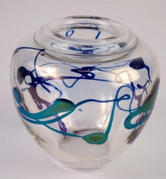 Robert Held Art Glass Bud Vase Organic Modern Green Blue Iridescent