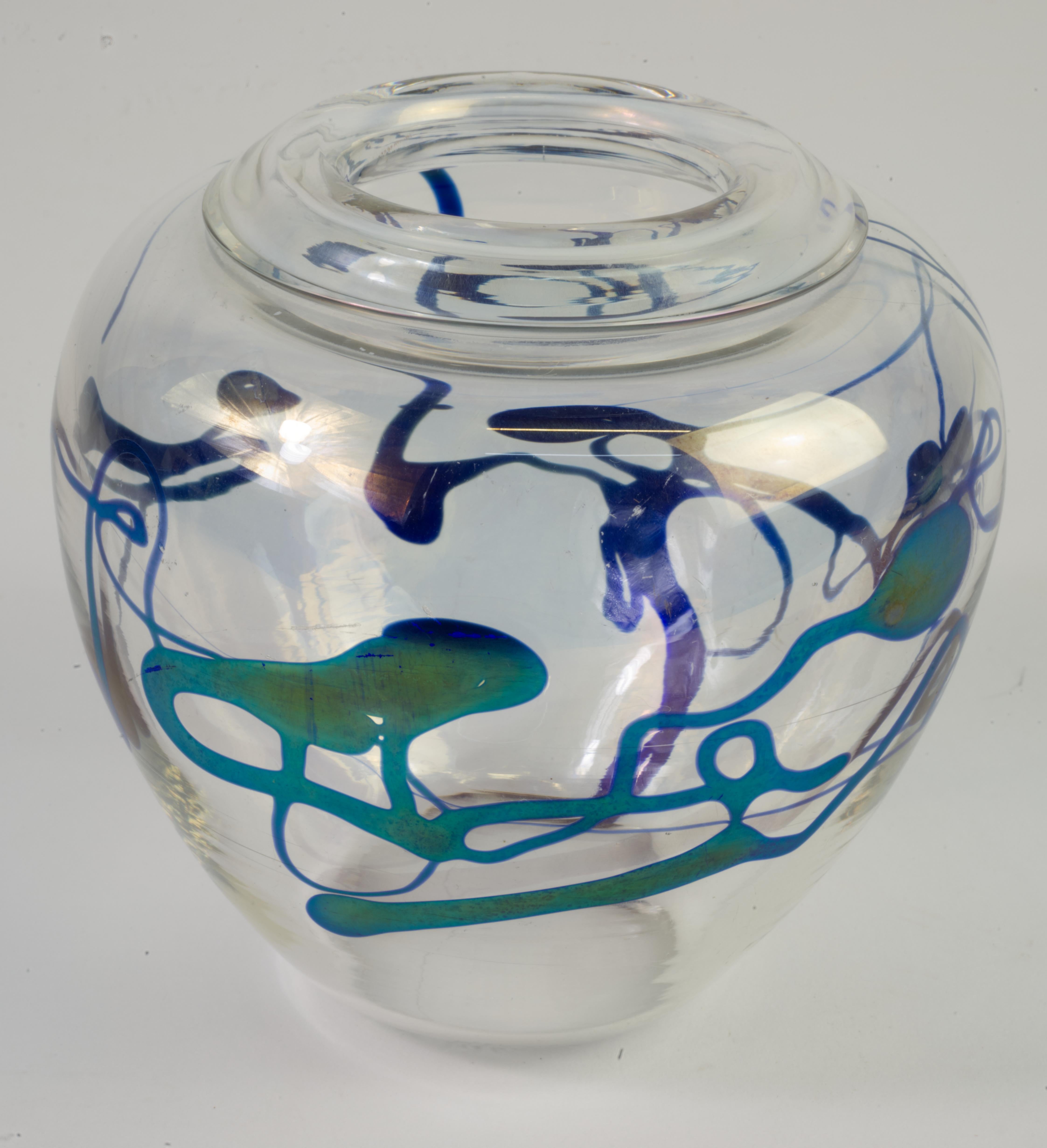 Canadese Robert Held Vaso a bocciolo in vetro artistico Organico Moderno Greene & Greene Iridescente in vendita