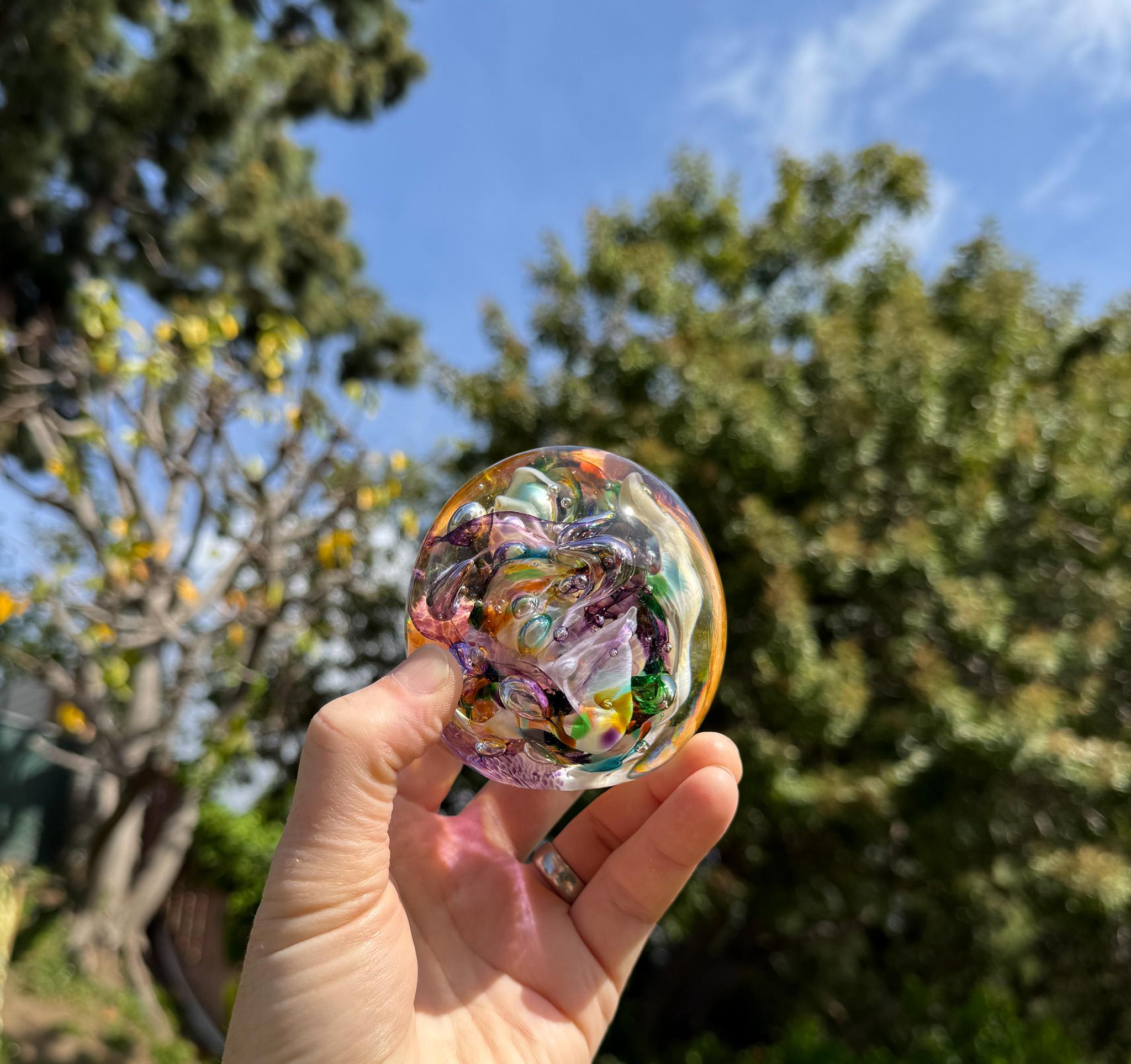 Robert Held Sculptural Art Glass Paperweight, Canada, 20th Century.  Signed to the bottom.