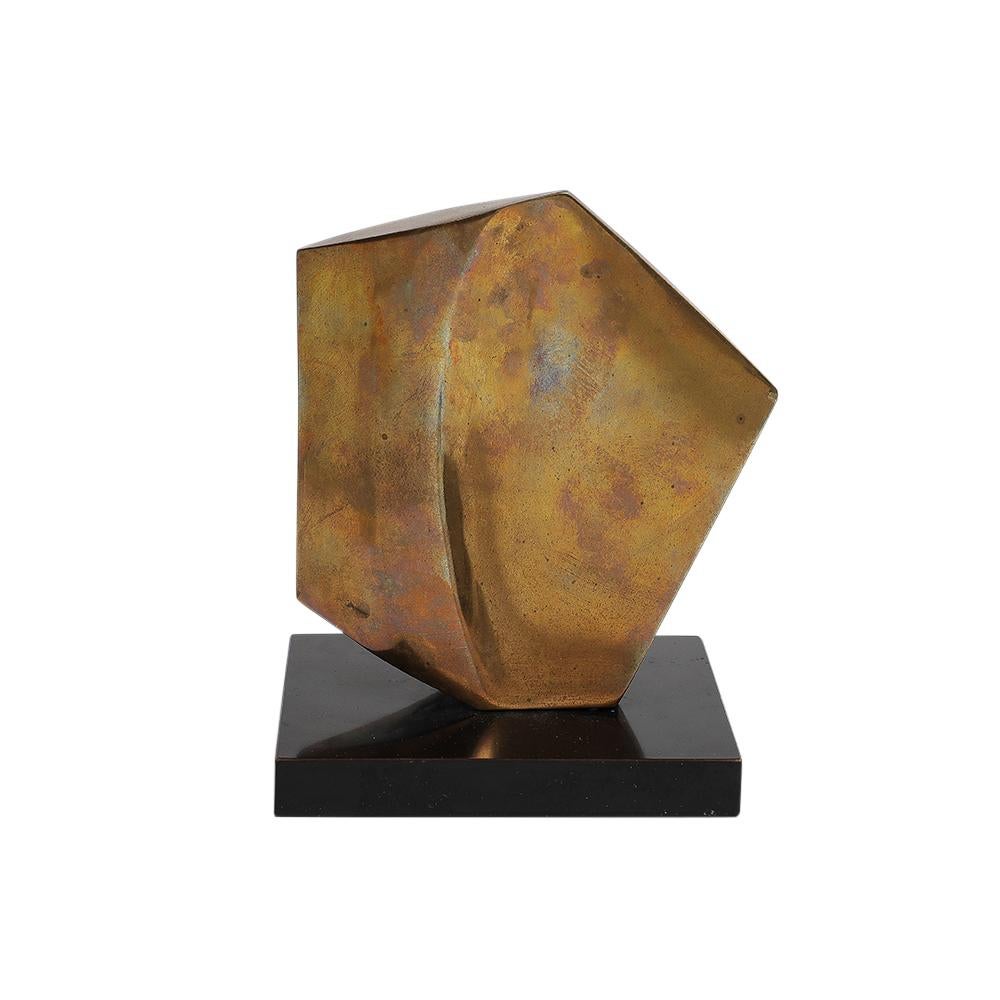 Robert Helsmoortel Bronze Sculpture, Abstract, Biomorphic, Signed. Small scale table sculpture with an appealing patina and organic form. Initialed 