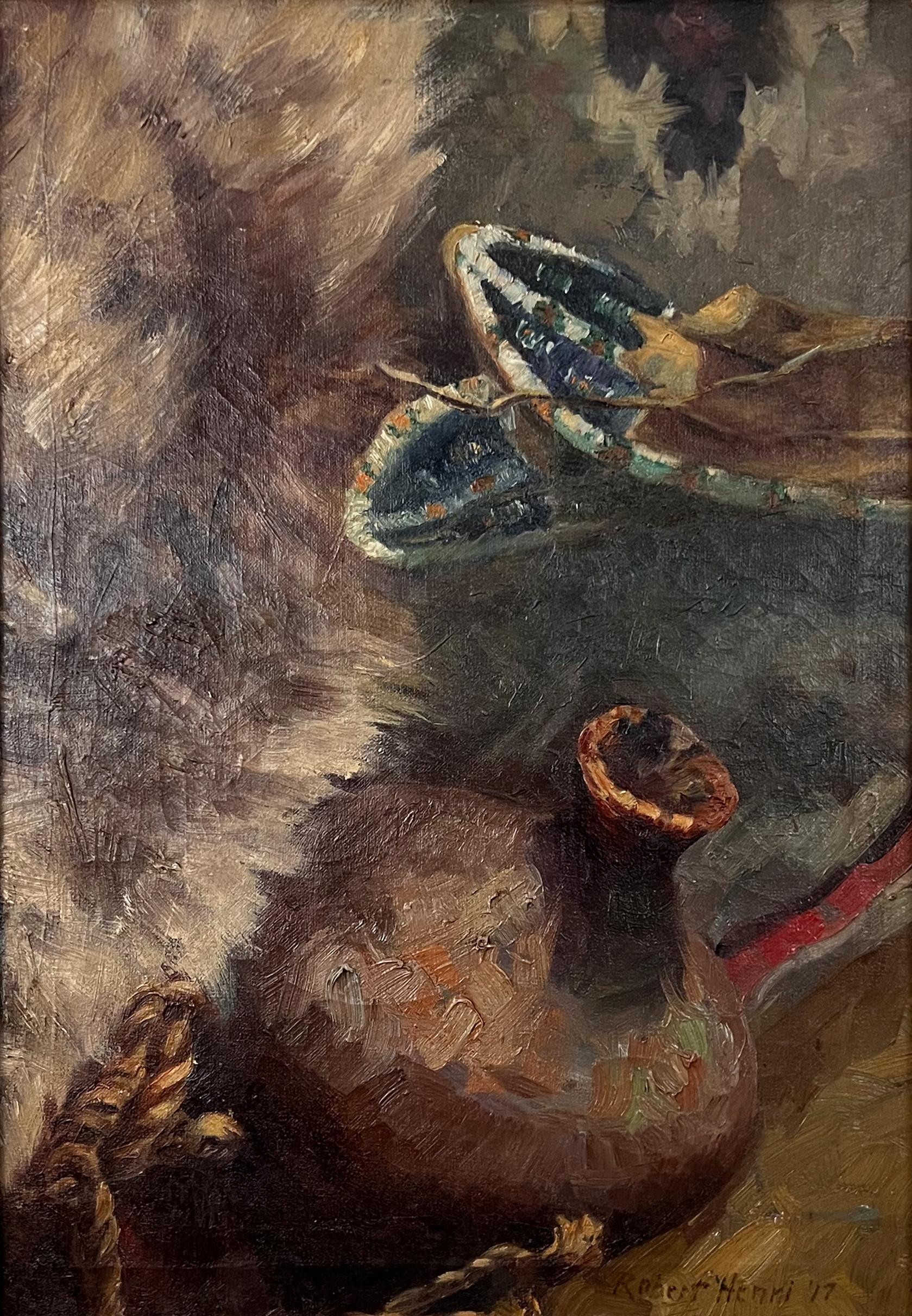 Native American Still Life.  Ashcan Painter - New Mexico Early 20th Century. - Painting by Robert Henri