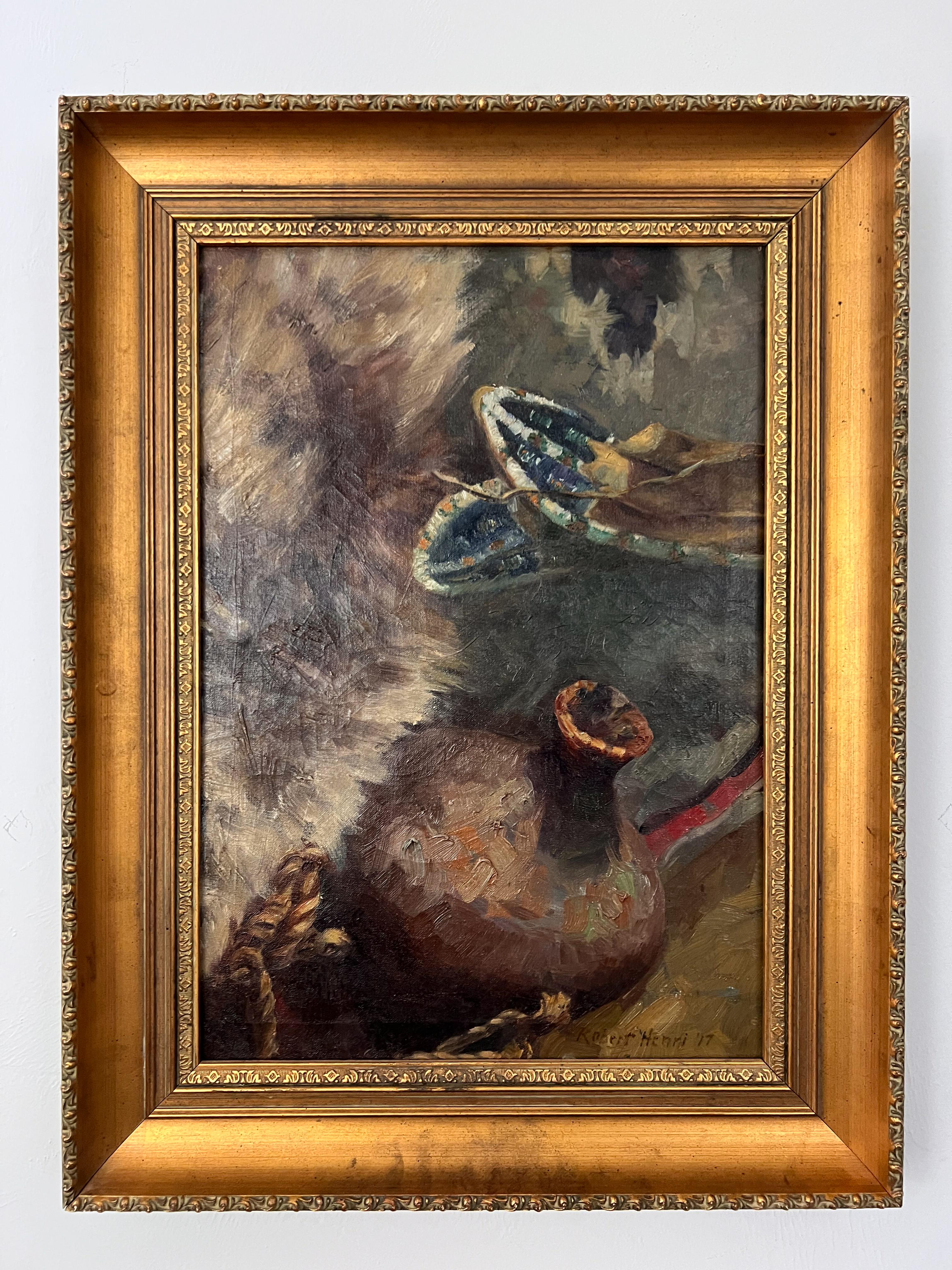 Robert Henri Interior Painting - Native American Still Life.  Ashcan Painter - New Mexico Early 20th Century.