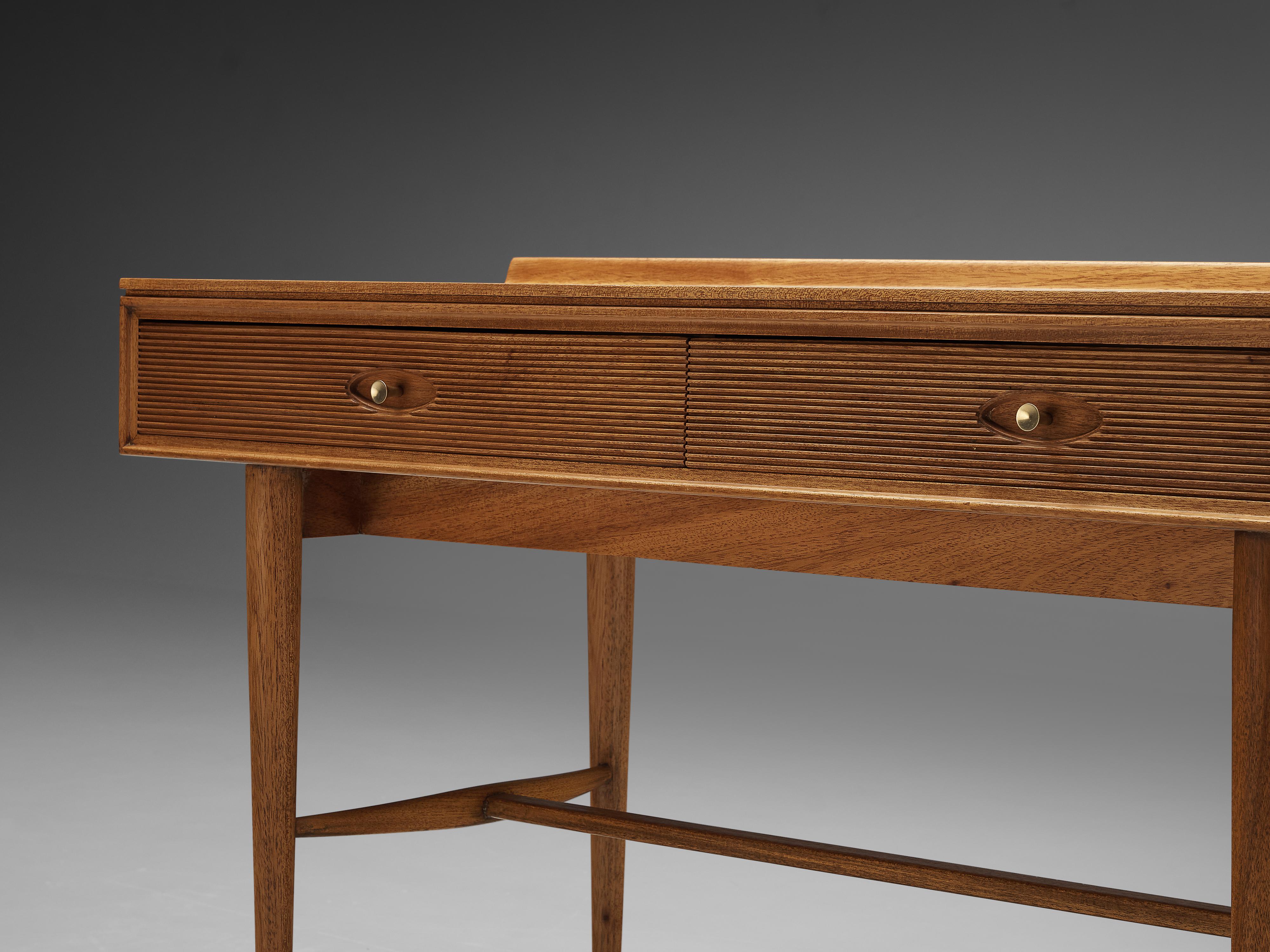 Robert Heritage Desk with Drawers in Satinwood and Brass 1