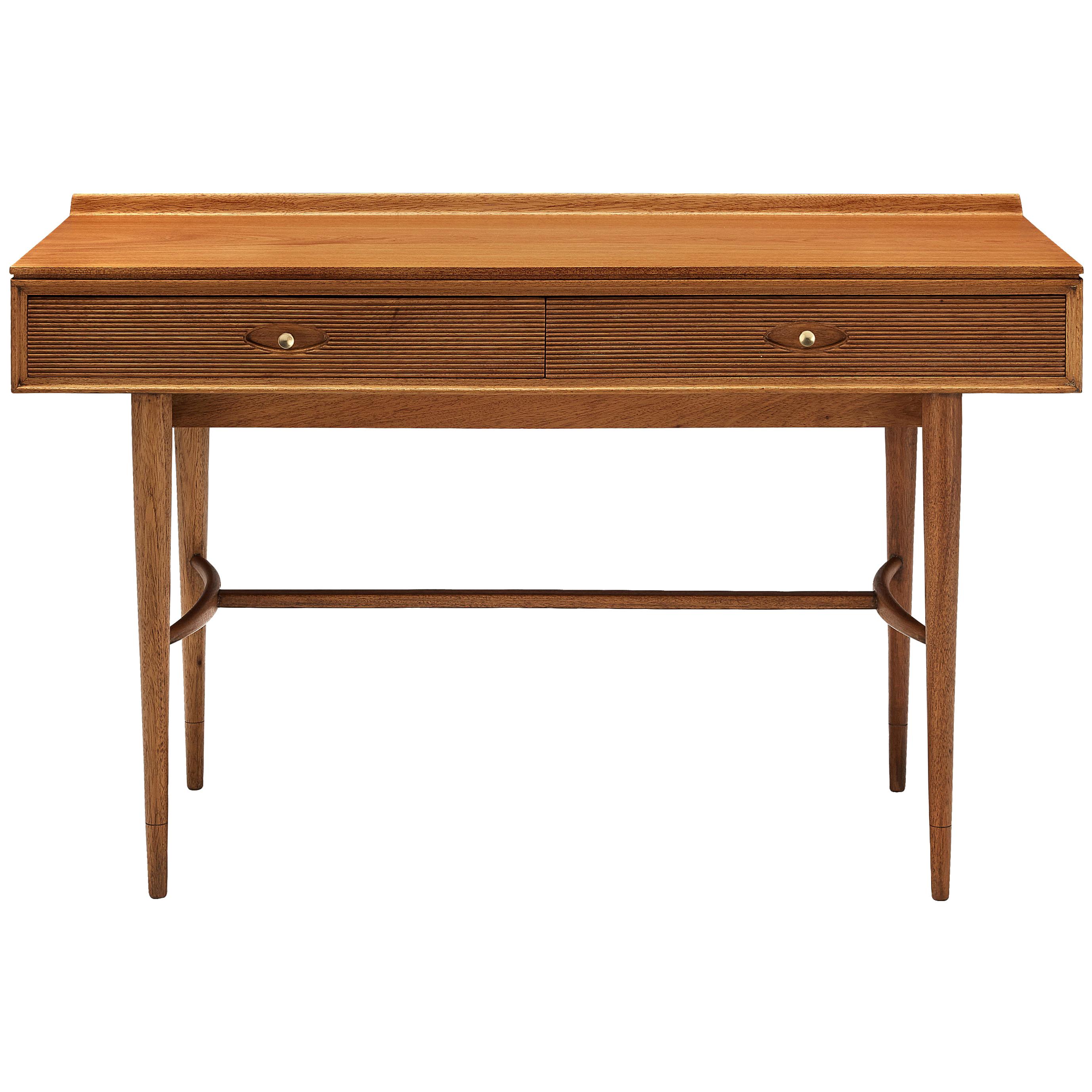 Robert Heritage Desk with Drawers in Satinwood and Brass