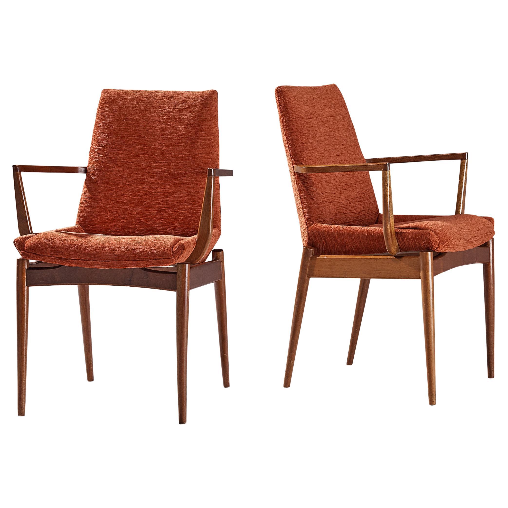 Robert Heritage for Archie Shine Armchairs in Mahogany and Corduroy  For Sale