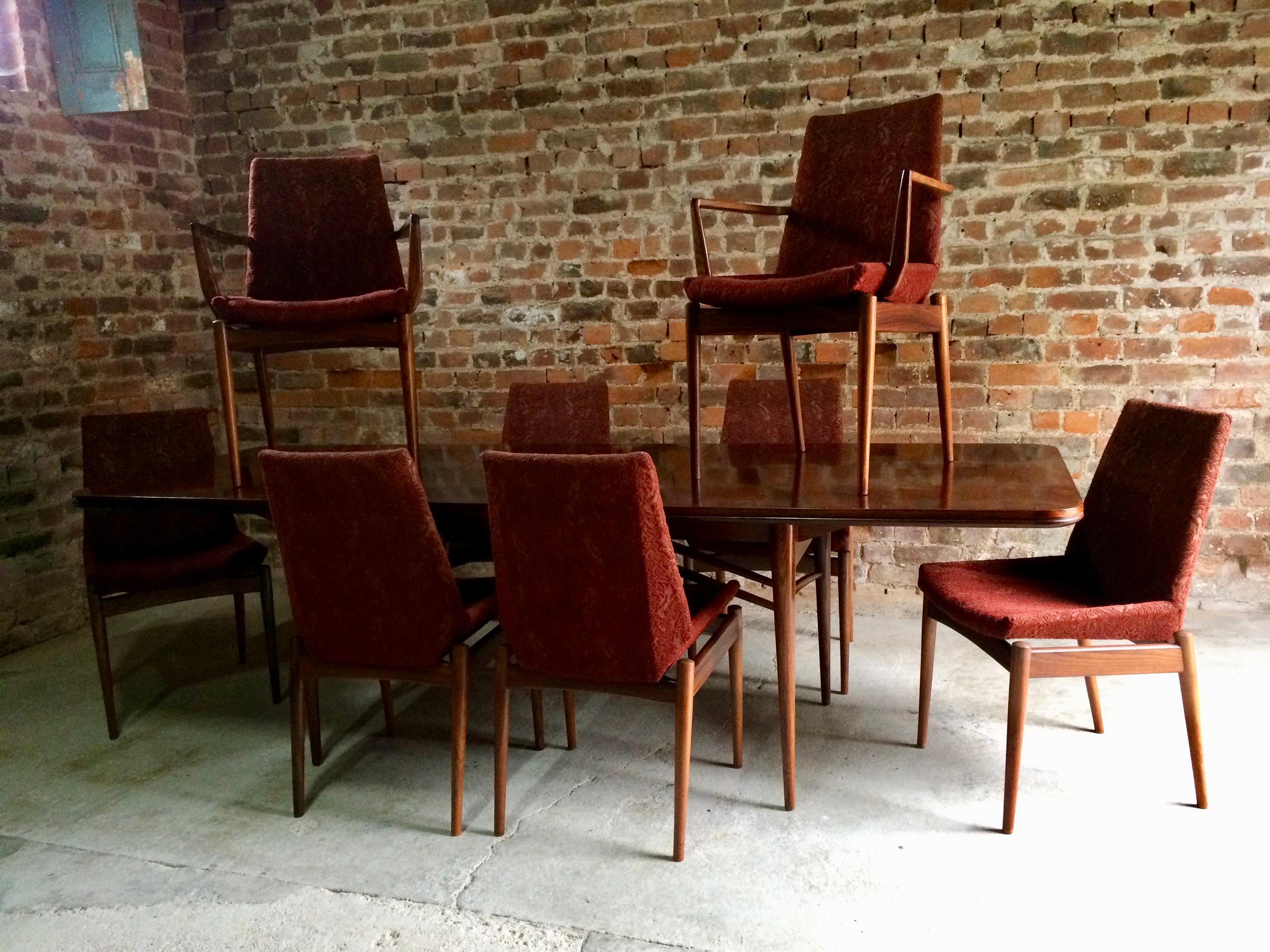 Mid-20th Century Robert Heritage for Archie Shine Rosewood Dining Table & 8 Chairs Hamilton Range