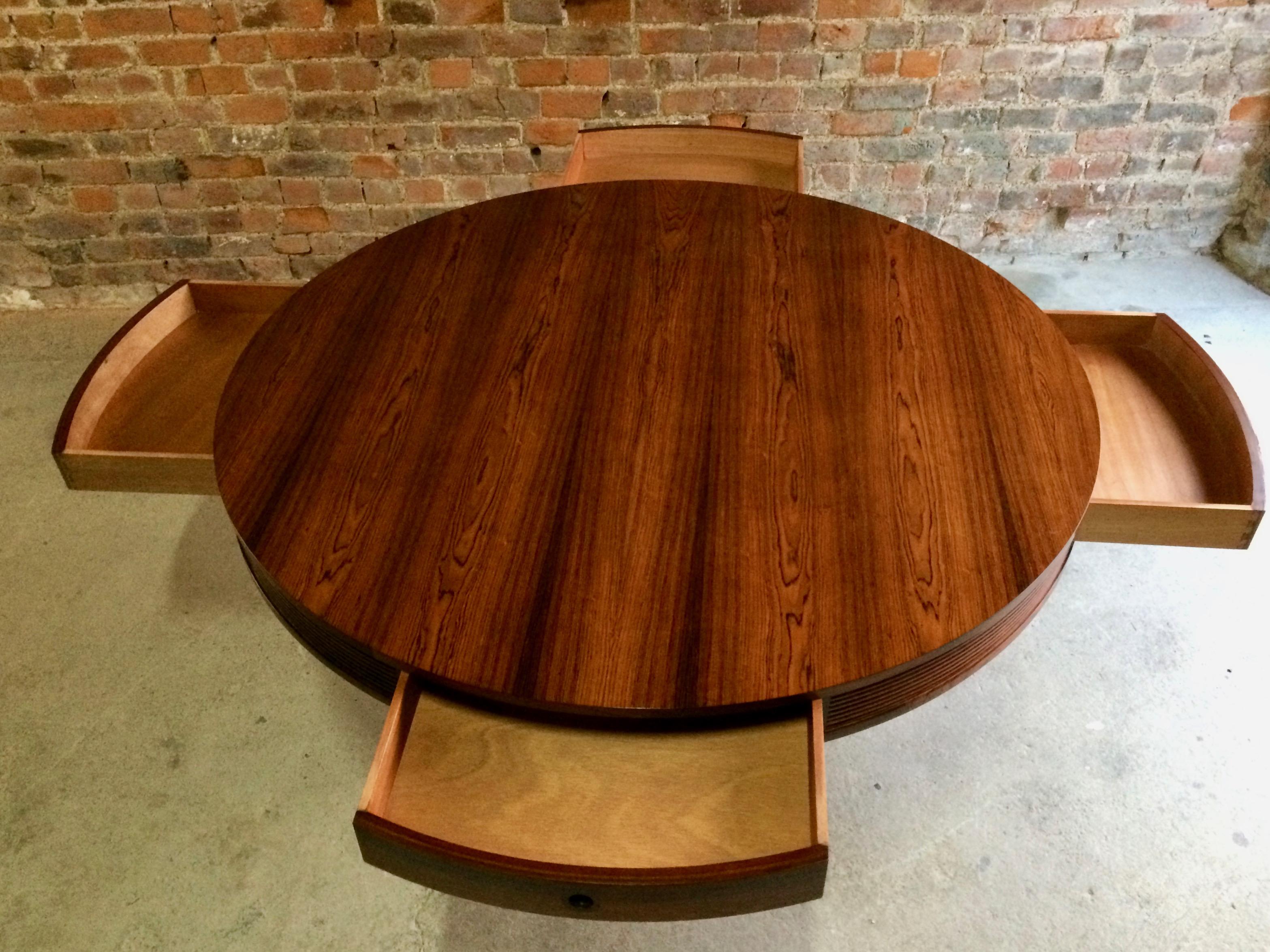 English Robert Heritage for Archie Shine Rosewood Drum Dining Table, 1960s