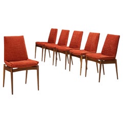 Robert Heritage for Archie Shine Set of Six Dining Chairs in Red Corduroy
