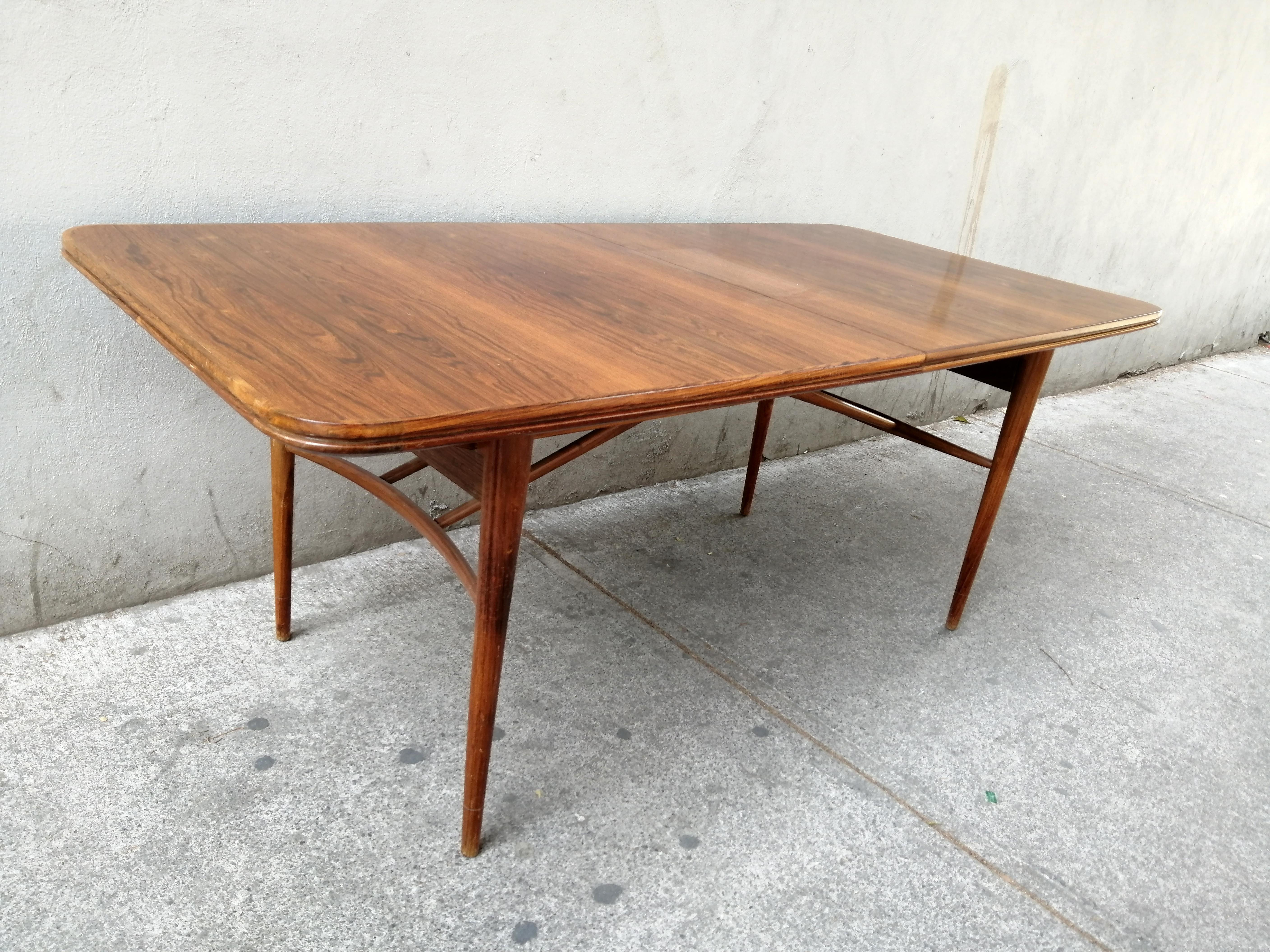 Mid-Century Modern Robert Heritage for Archie Shine Teak and Rosewood Dining Table with Extensions For Sale
