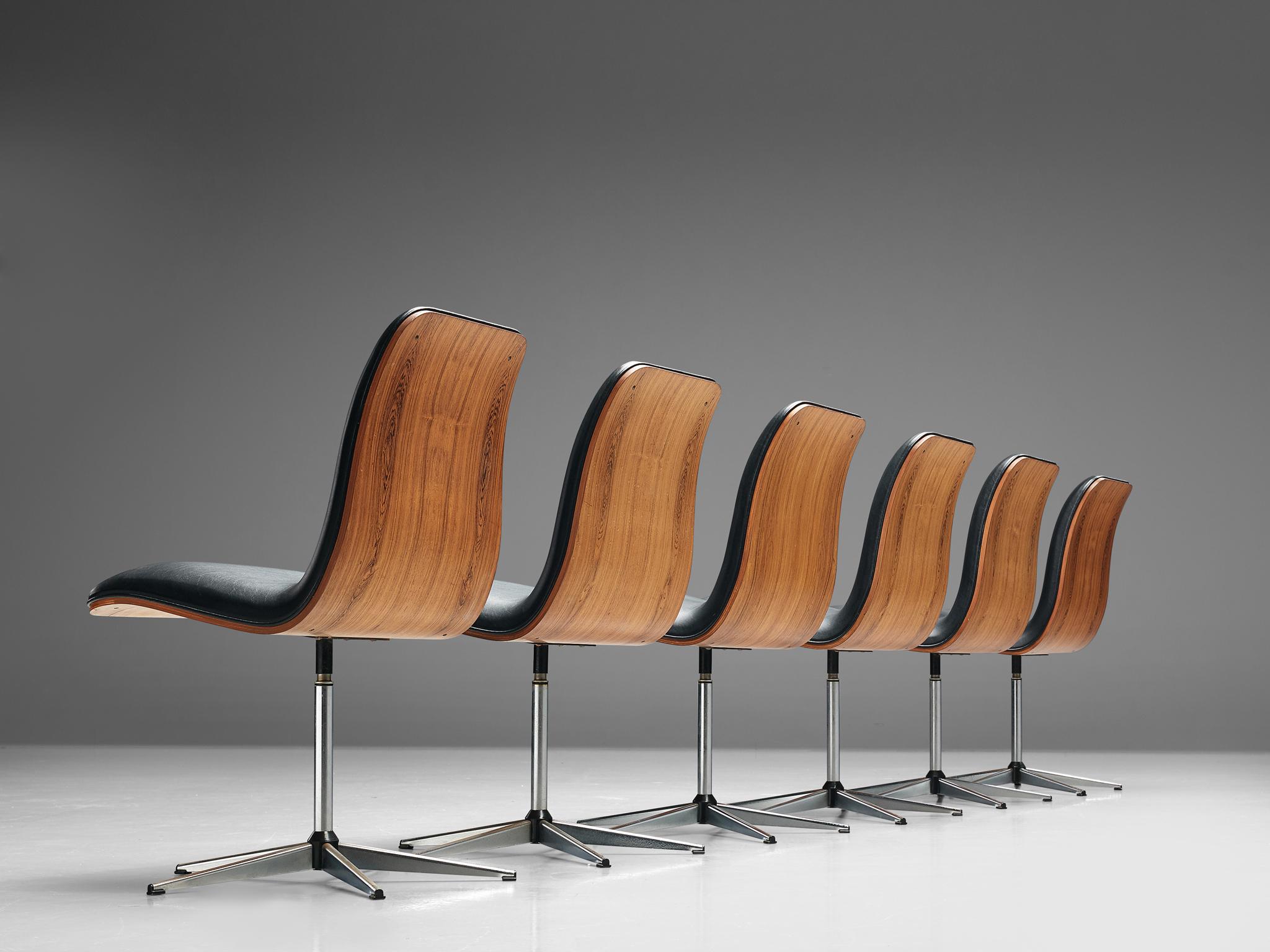 British Robert Heritage Set of Twelve Office Chairs in Rosewood