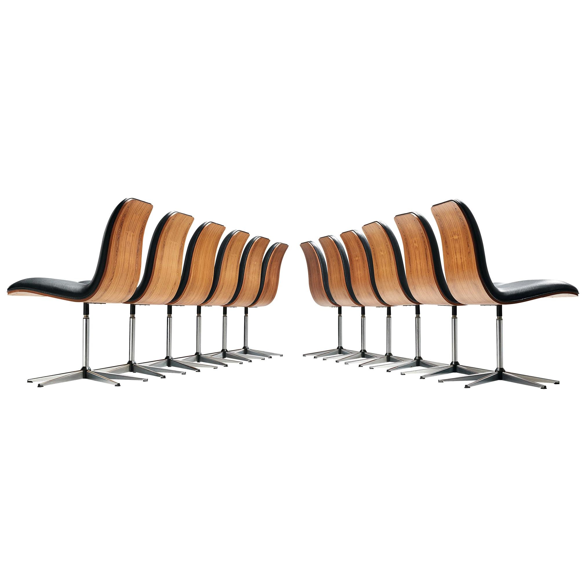 Robert Heritage Set of Twelve Office Chairs in Rosewood