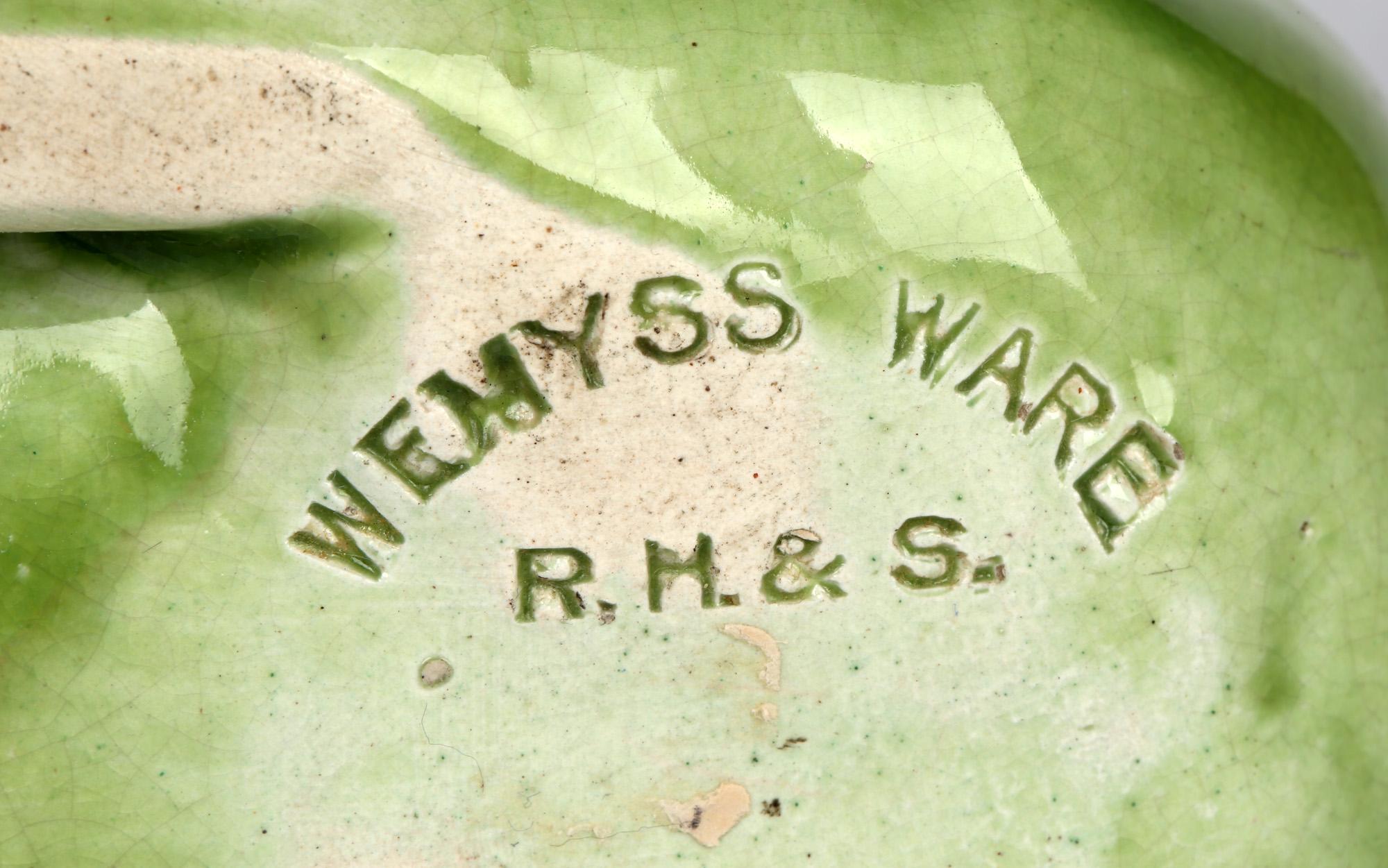 Early 20th Century Robert Heron Scottish Wemyss Lime Green Glazed Pottery Pig