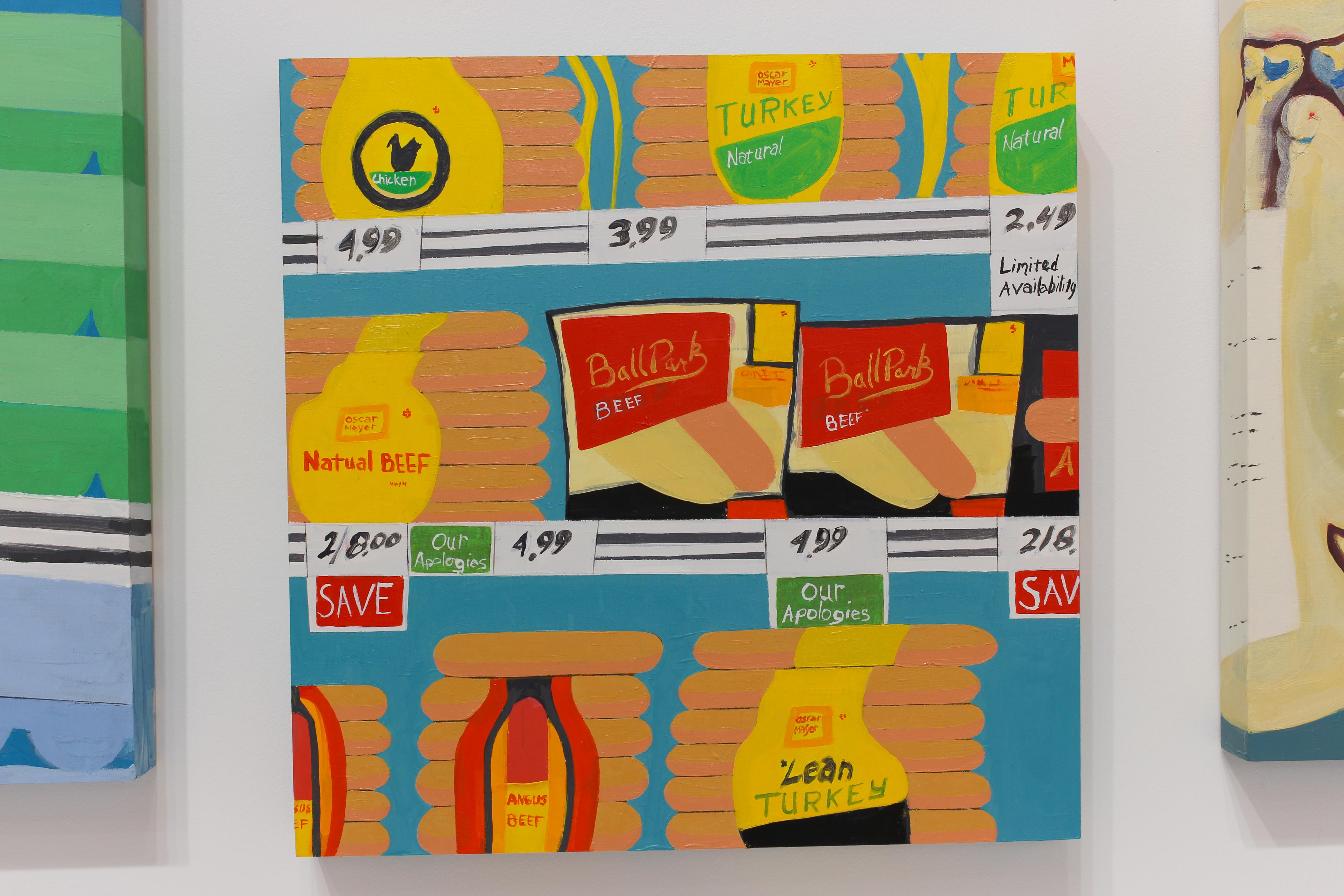 'Hot Dogs' still life - grocery store - supermarket - food painting - Pop Art - Painting by Robert Hightower