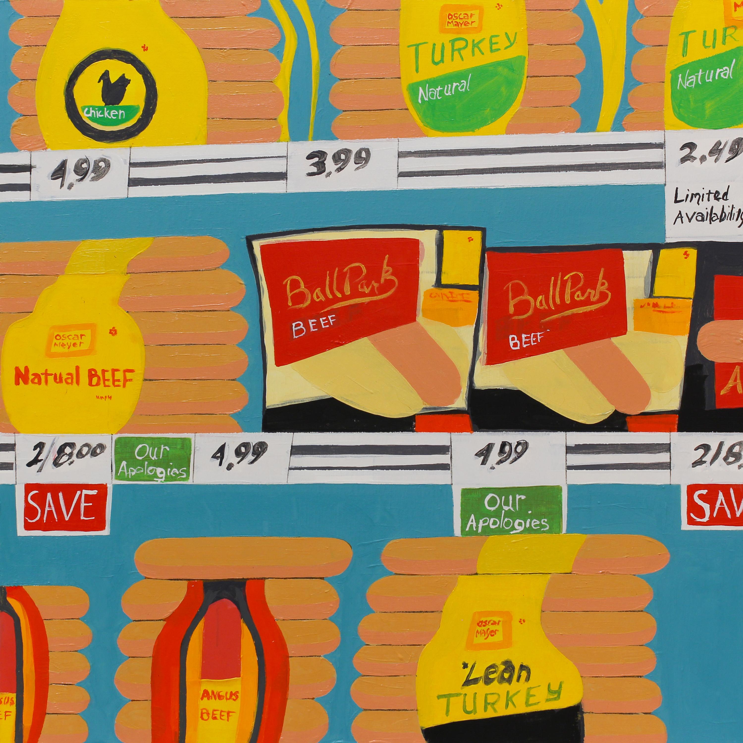 Robert Hightower Still-Life Painting - 'Hot Dogs' still life - grocery store - supermarket - food painting - Pop Art