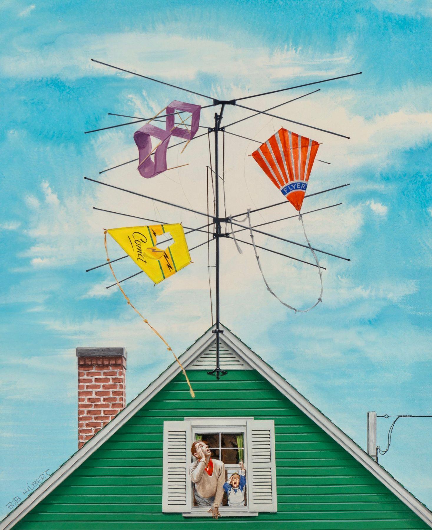 Robert Hilbert Figurative Painting - Kite Catcher